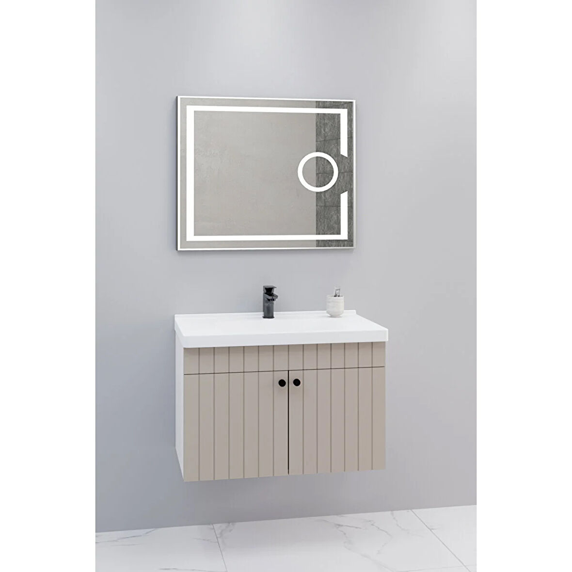 Avien 80 Cm Banyo Dolabı Kiev Led Aynalı - Boy Dolap Hariç