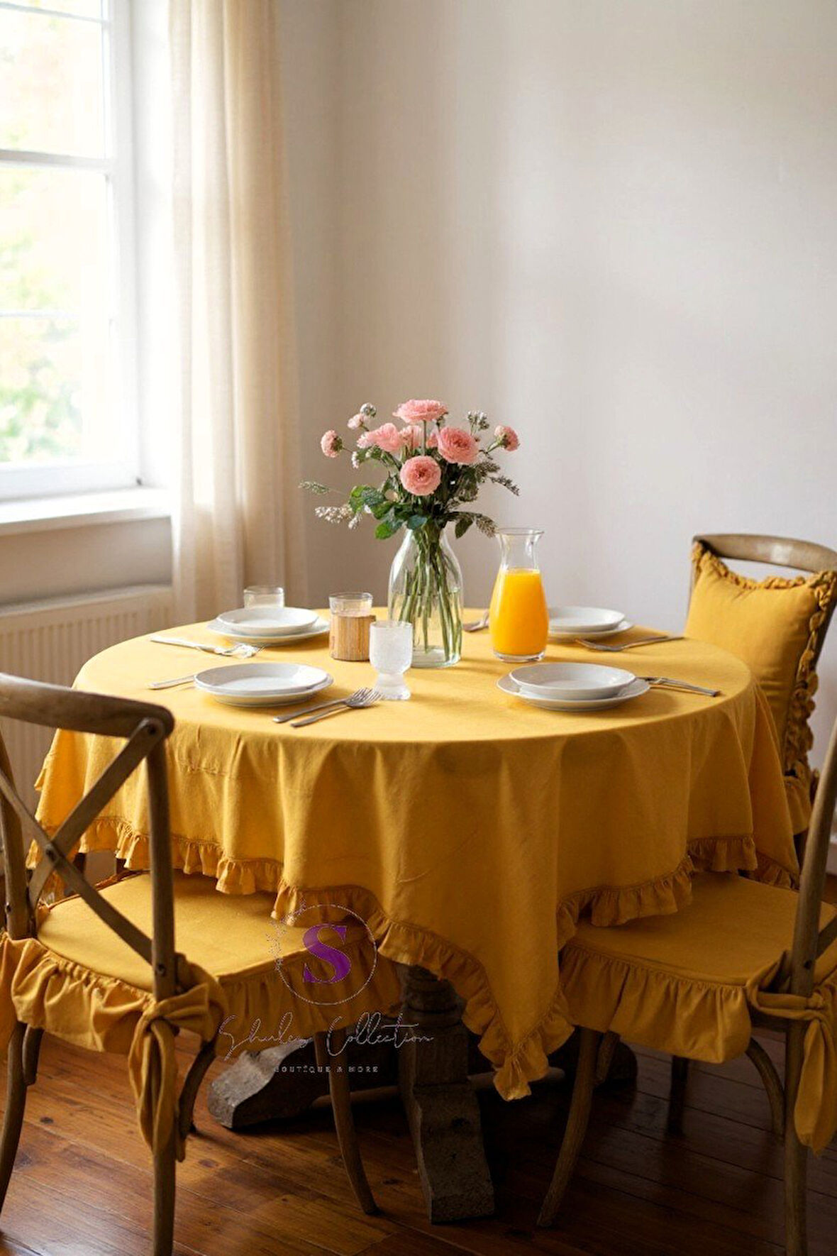 HARDAL RENK EL YAPIMI BULDAN YIKANMIS KETEN 4 TARAFI FIRFIRLI SANDALYE MİNDERİ