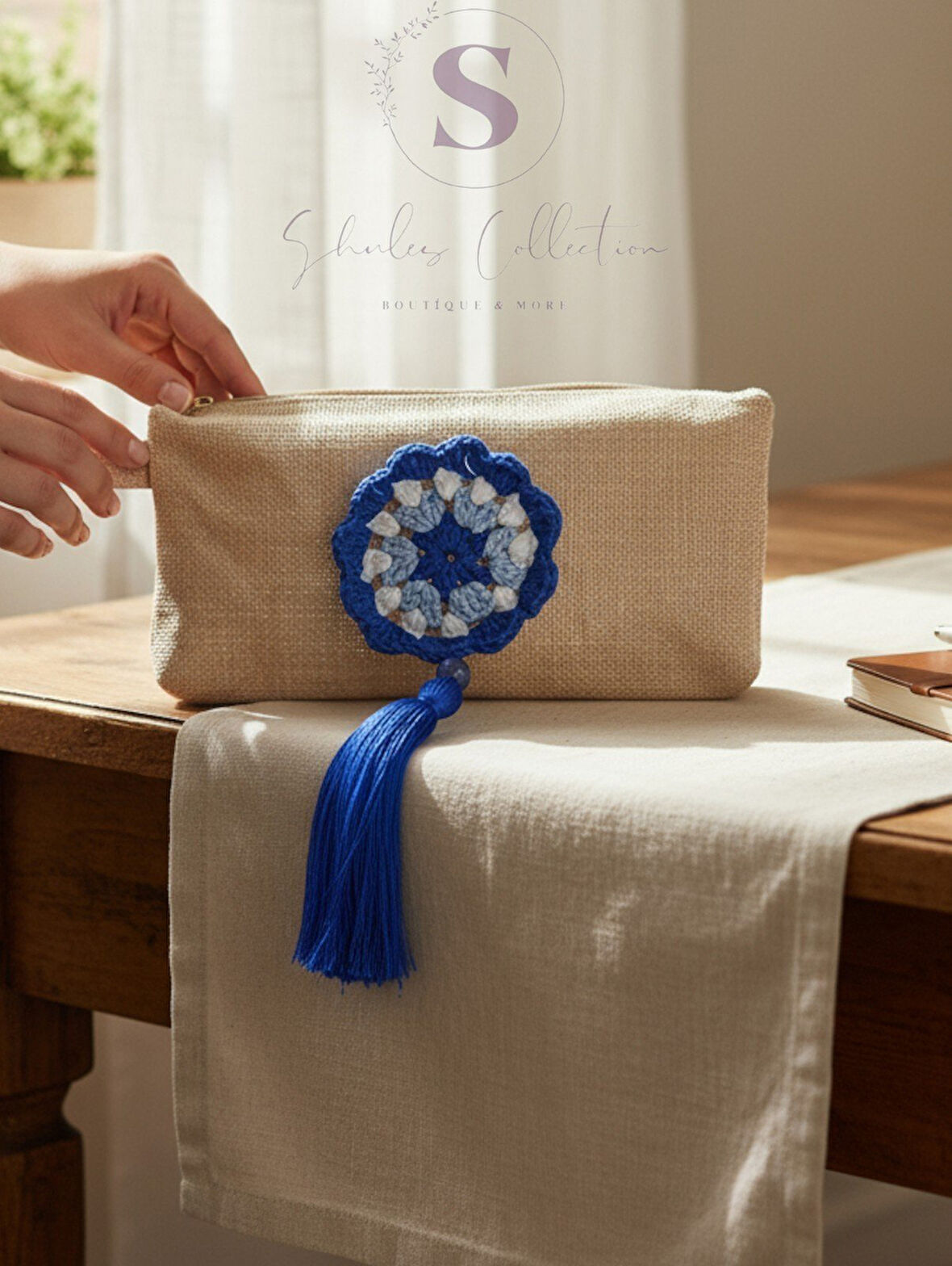  Shules collection Lamineli jüt kumaş,makyaj çantası