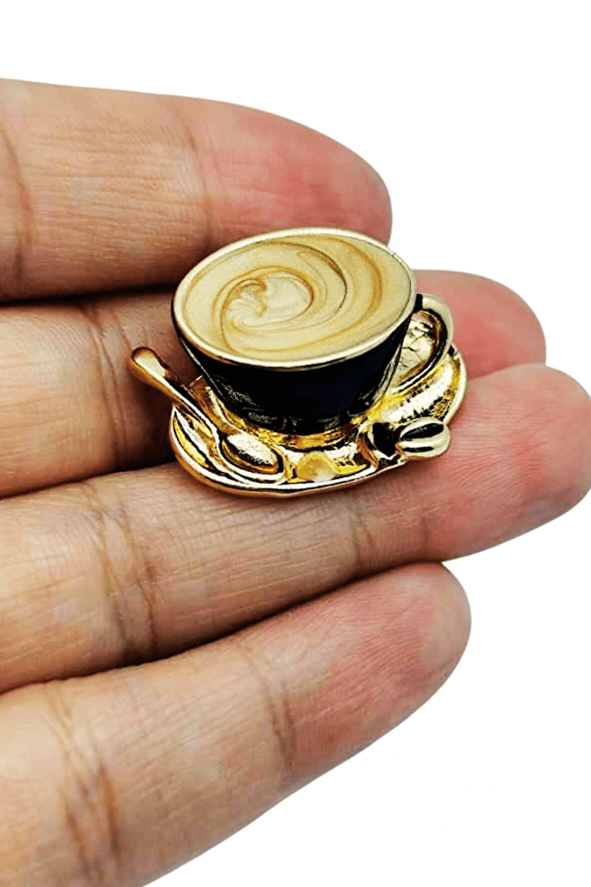 Kahve Fincanı Broş - Retro Tasarım Latte Cup Brooch | Kahveseverlere Hediye Aksesuar