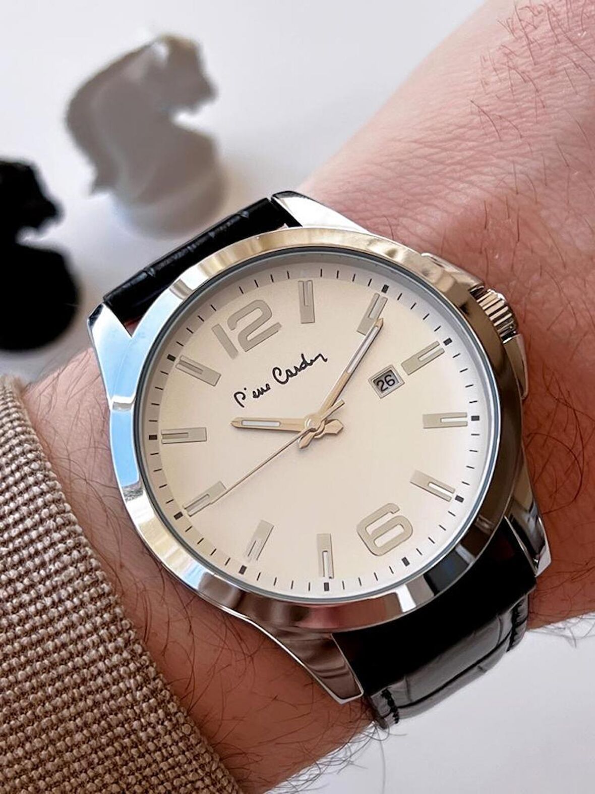 800411f09SB Pierre Cardin Deri Kordon Erkek Kol Saati 30 Mt Su Gecirmez + Kaplan Gözü Bileklik 