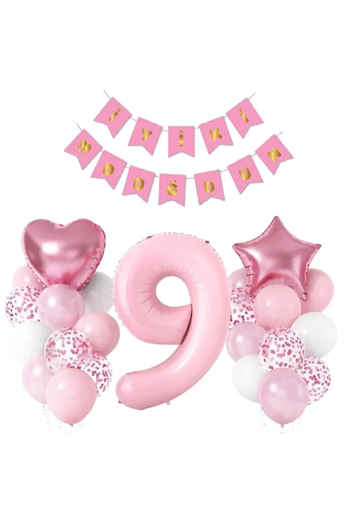 PEMBE RENK İYİKİ DOĞDUN YAŞ BALON SET
