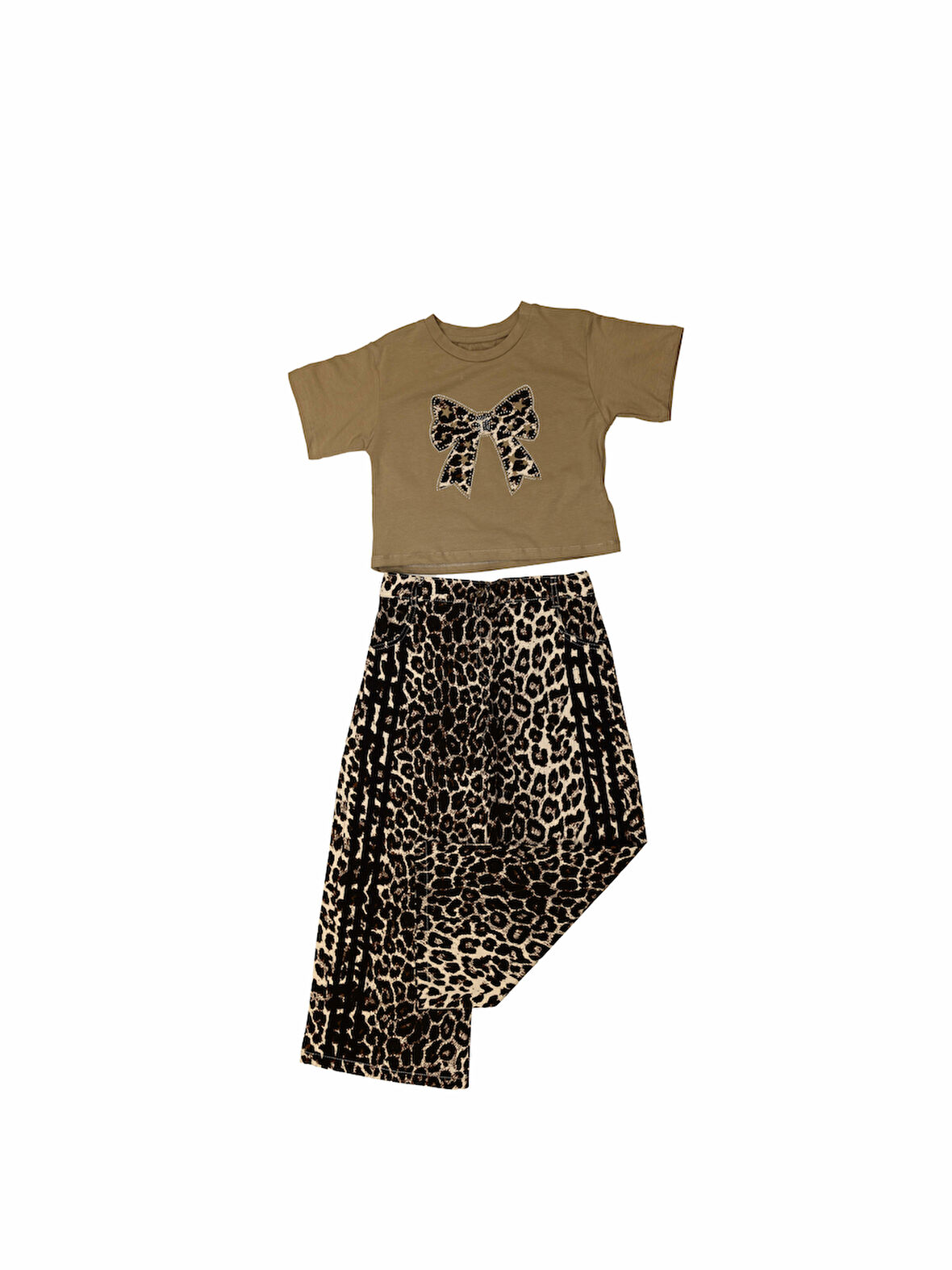 330 LEOPAR DESENLİ T-SHİRT PANTOLON TAKIM