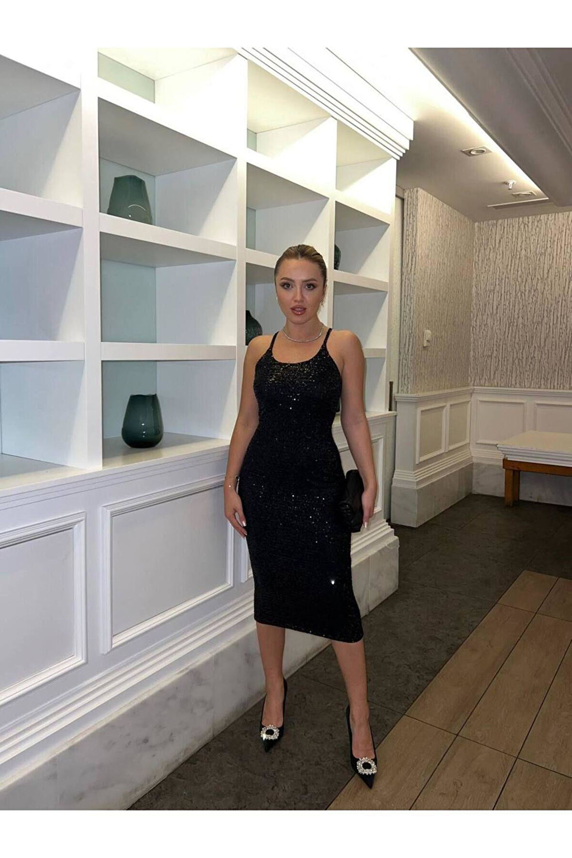 Lüx kalite astarlı pulpayetli elbise