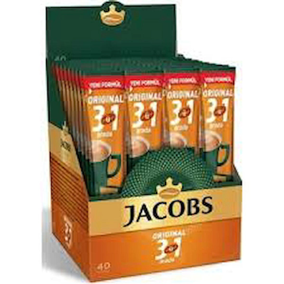Jacobs 3'ü 1 Arada Karışım Kahve 40 Adet Kafeinli Pratik ve Lezzetli