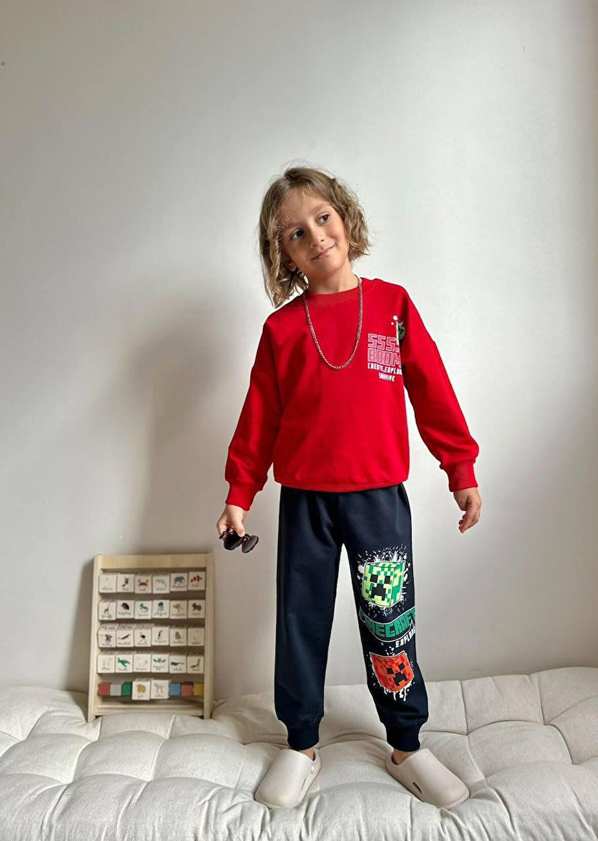 Cg Kids Minecraft Erkek Çocuk 2 Iplik Alt Üst Takım Süper Kalite Kumaş