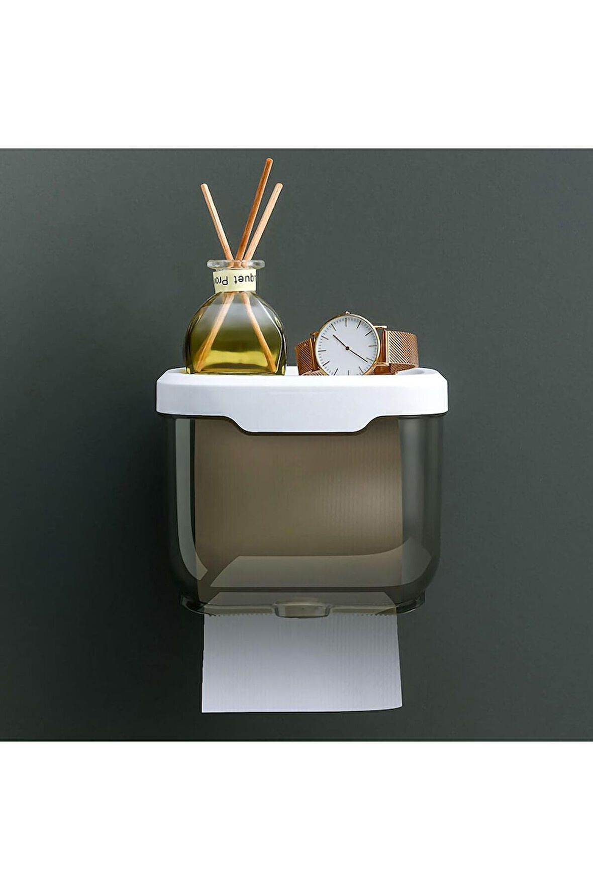 kapalı tuvalet kağıtlığı kendinden yapışkanlı raflı şık tasarım banyo wc de ıslak yerler için