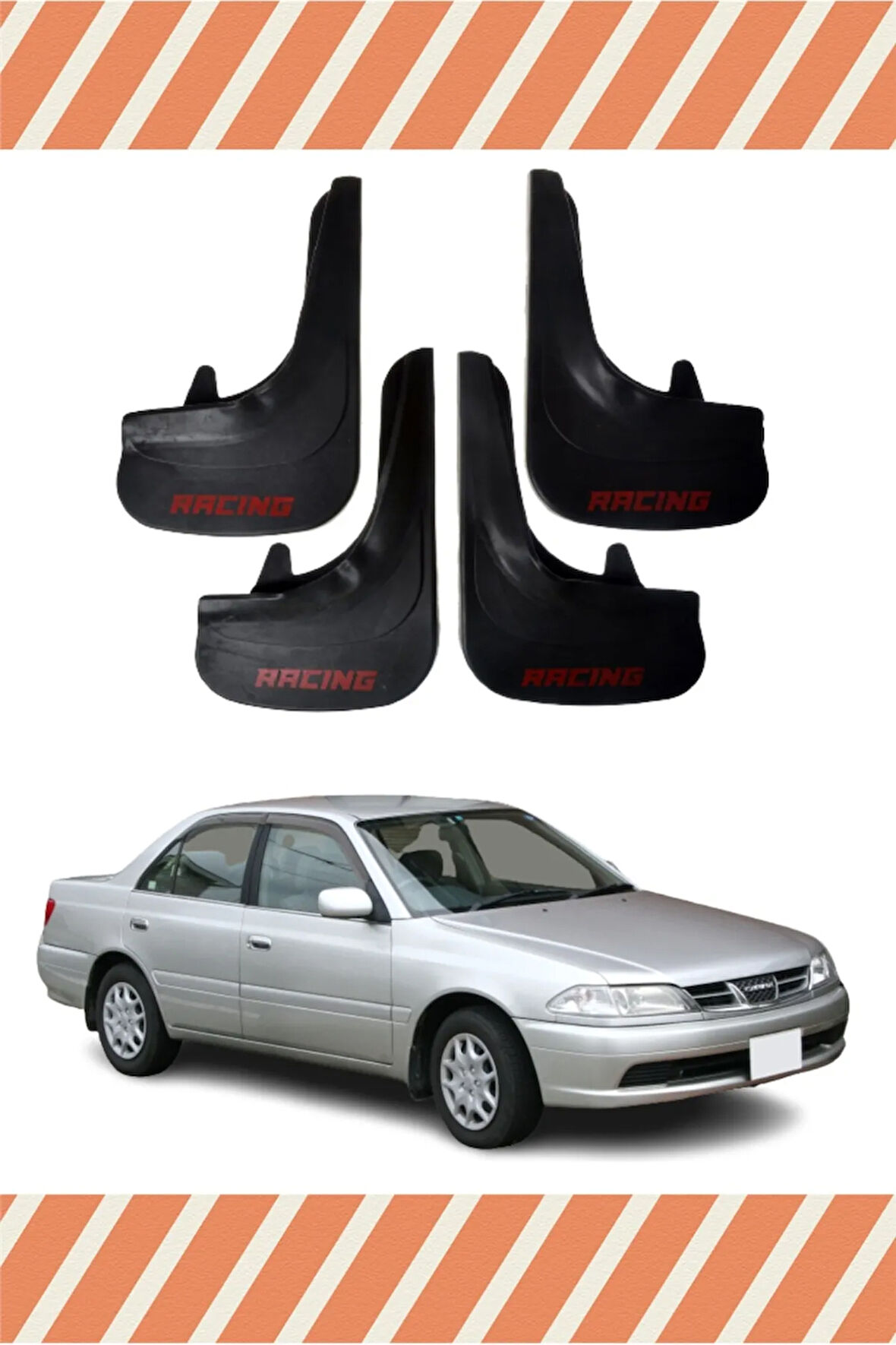 Toyota Carina Racing yazılı 4’lü tozluk çamurluk paçalık dayanıklı