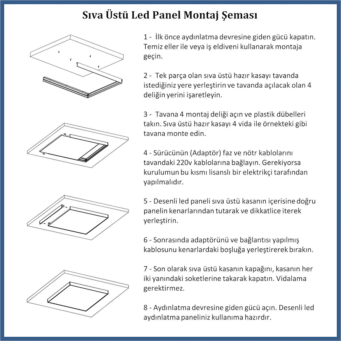 Gök Panel 60X60 LED Panel Aydınlatma Armatür Avize Sıva Üstü Desenli Tekli 46510309SU