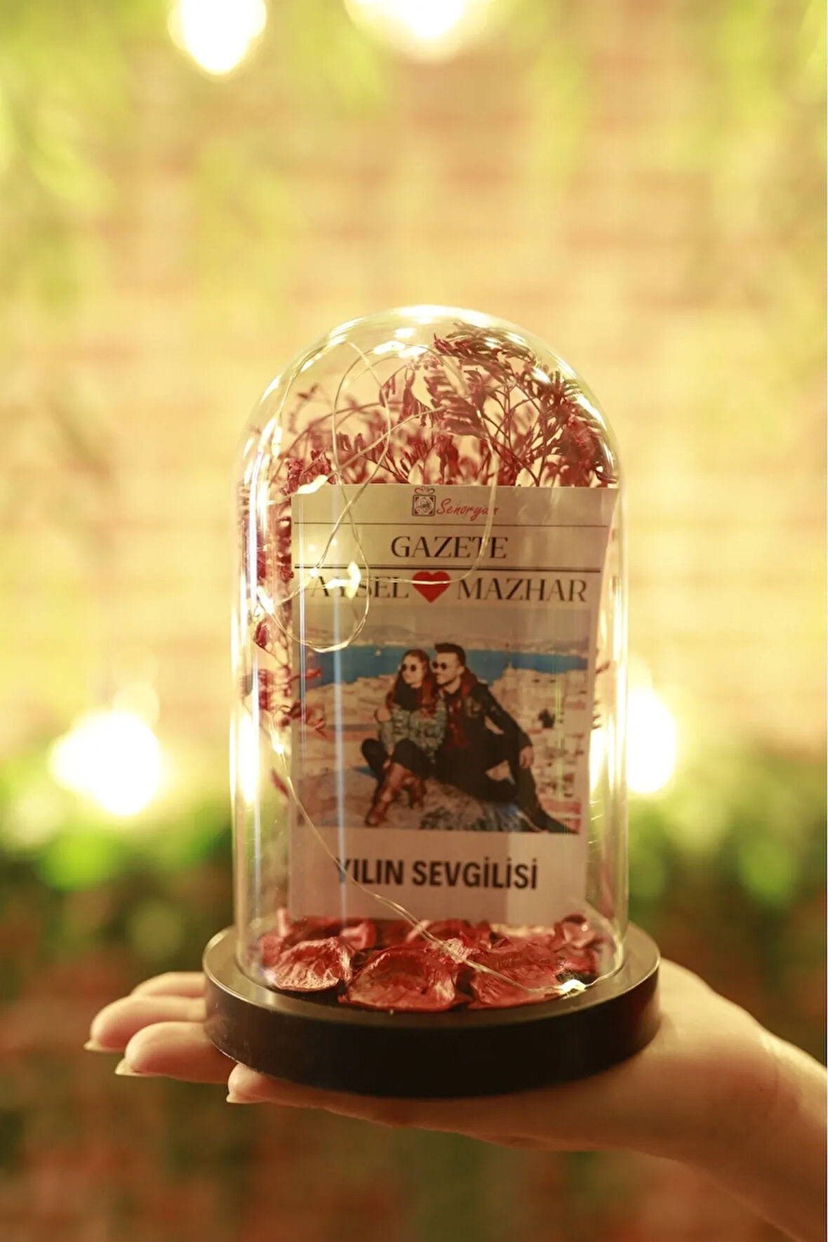 Yılın Sevgilisi Gazete Manşet Işıklı Hediyelik Fanus