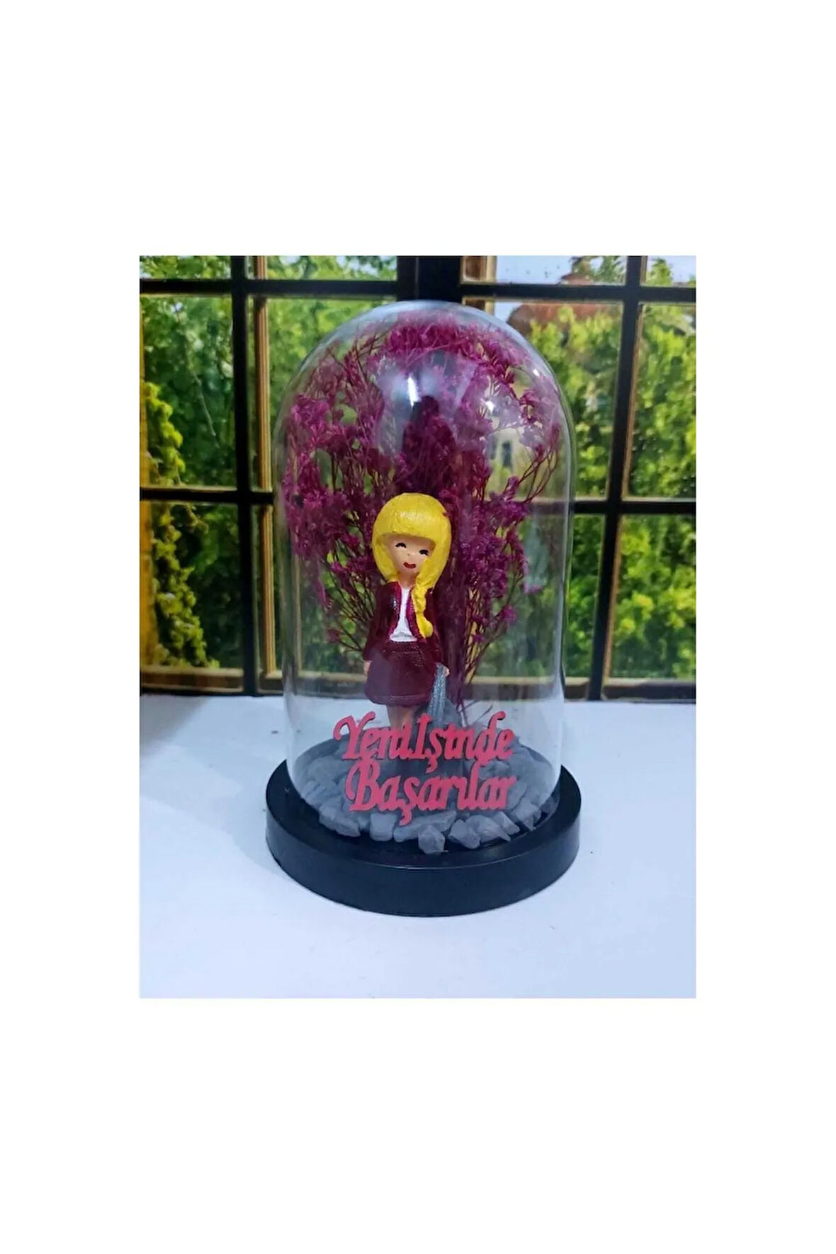 Yeni Iş Hediyesi Iş Tebrik Yeni Işinde Başarılar Yazılı Iş Kadını Figürlü Fanus Teraryum