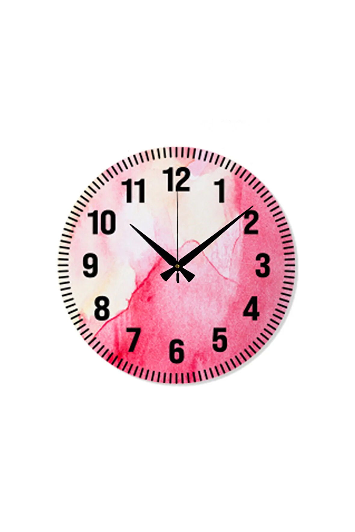 Çiçek desenli Dekoratif Türkçe Rakamlı UV Baskılı Duvar Saati (Sessiz) Akar Mekanizma Metal Akrep