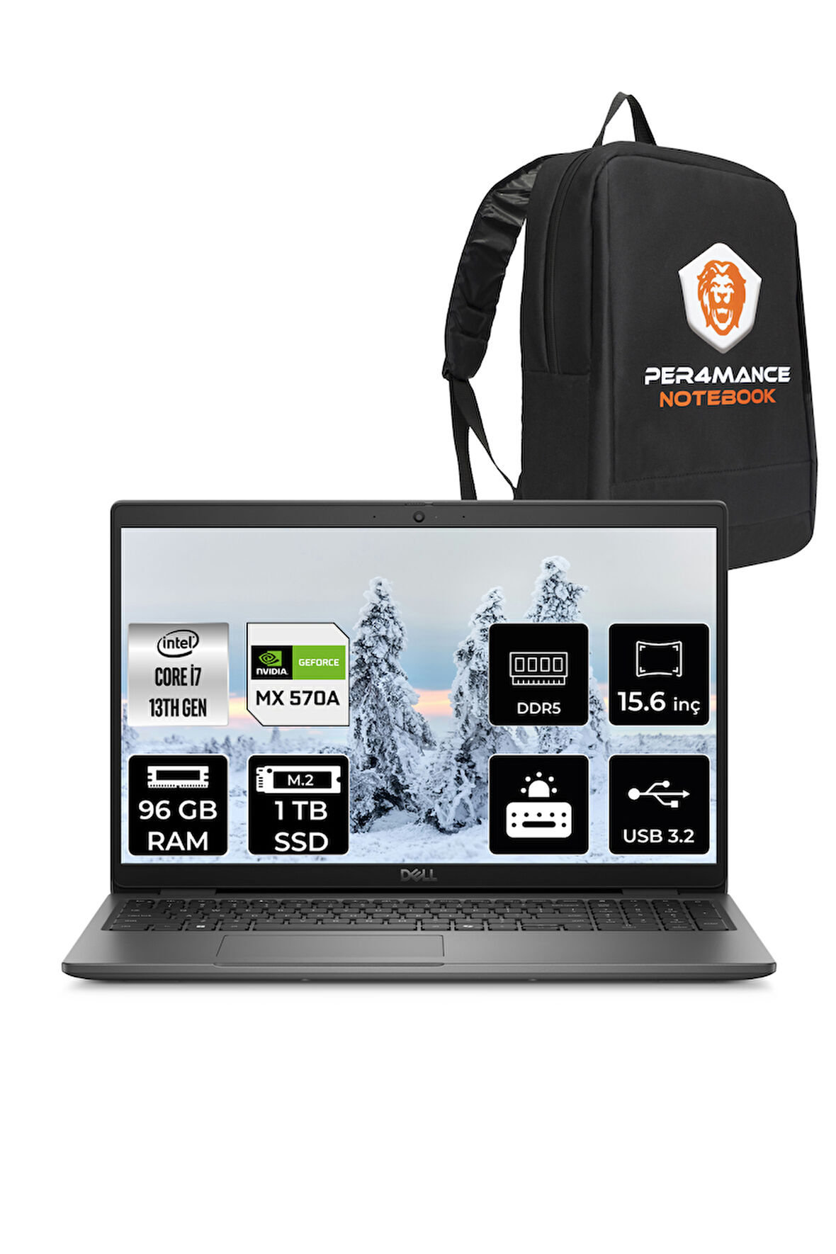 DELL Latitude 3550 i7 1355U 96GB 1TB SSD MX570A/2GB 15.6'' FDOS Dizüstü Bilgisayar & PER4 ÇANTA