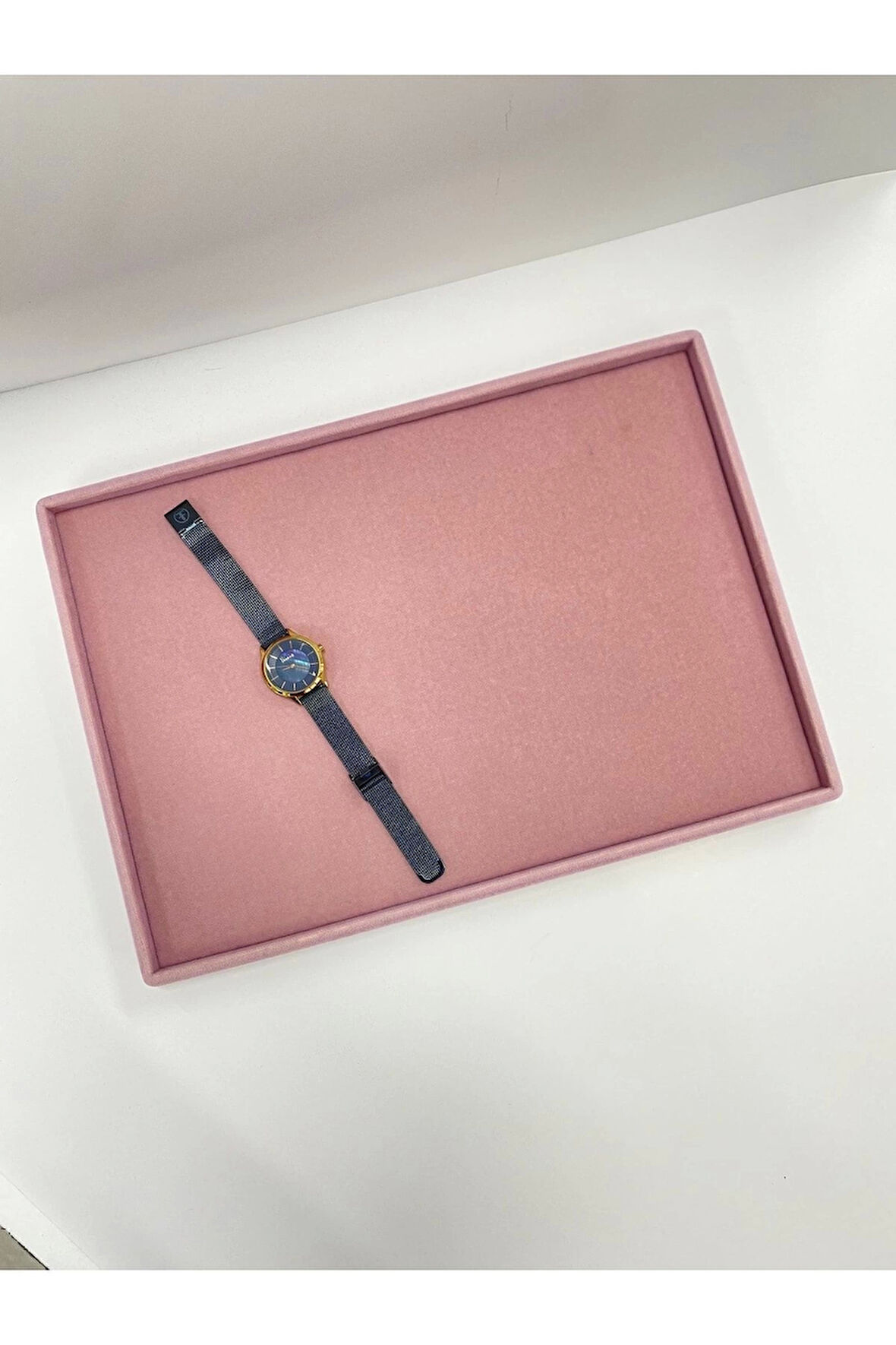 Yerli Üretim Süet Kumaş Pembe Renk 34/24 Cm Takı Servis Sunum Tablası