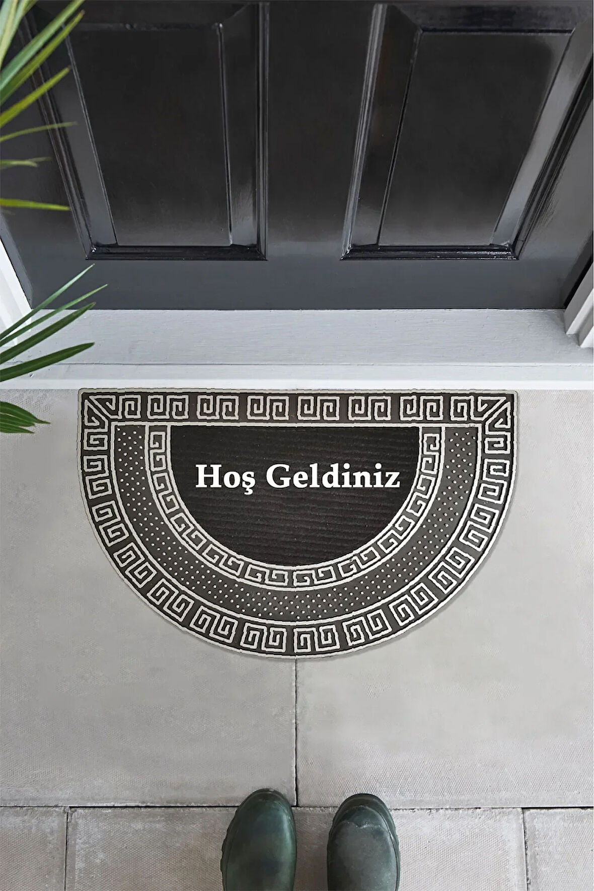 arım Ay Modeli Welcome Yazlı Kapı Önü Paspası Gümüş Rengi Evimize Hoş geldiniz yazalı