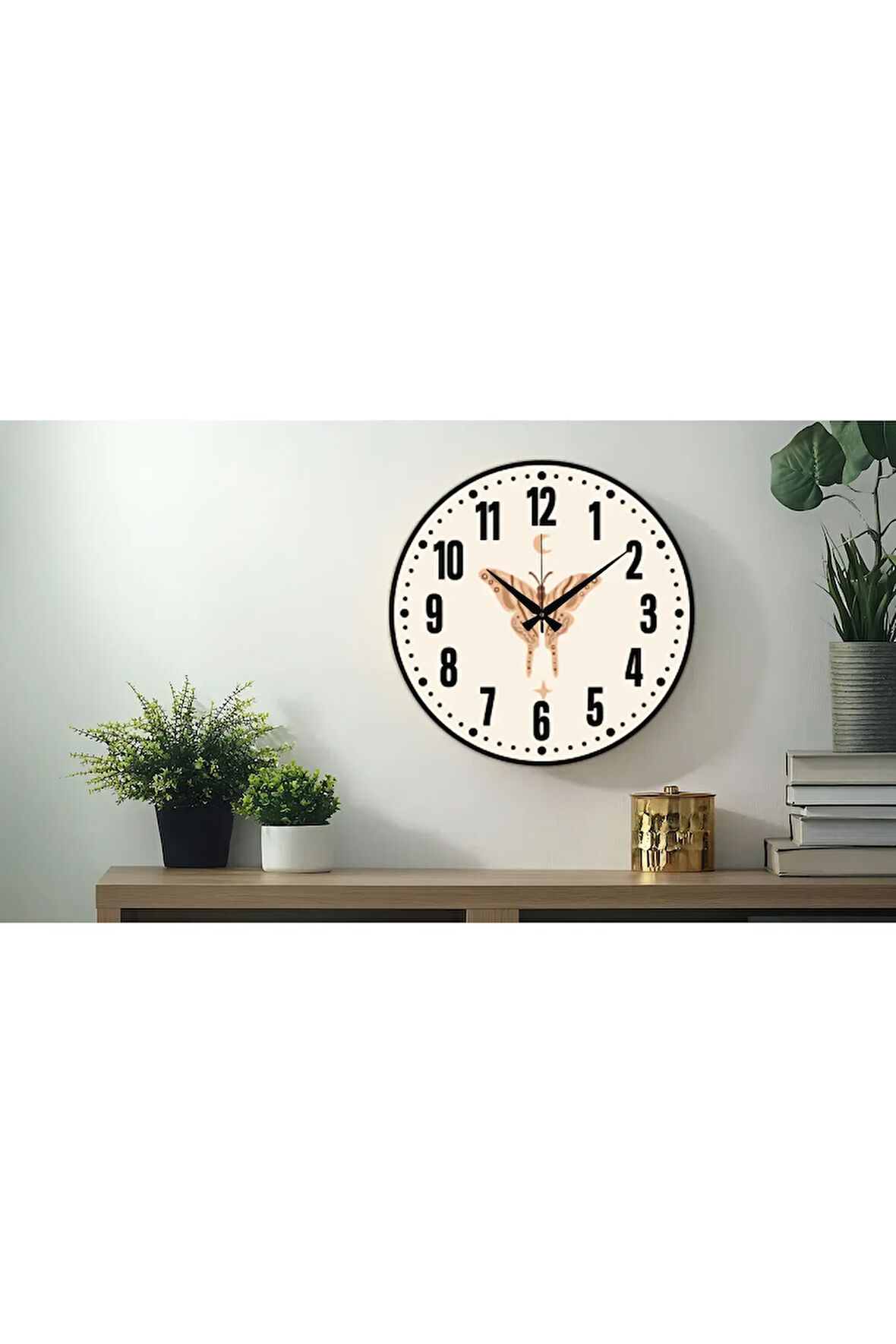 Dekoratif Türkçe Rakamlı UV Baskılı Duvar Saati (Sessiz) Akar Mekanizma Metal Akrep Yelkovan