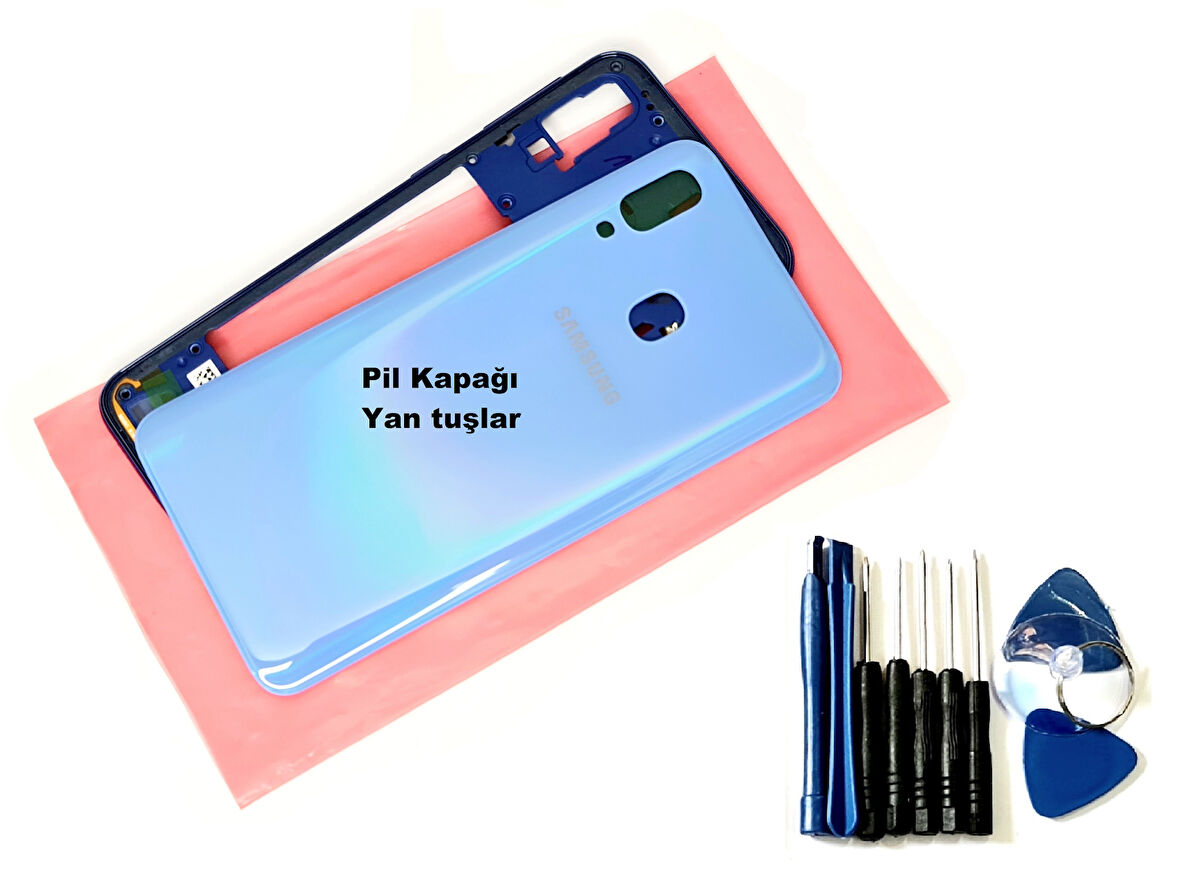 Tkgz Samsung Galaxy A40 A 405 KASA Arka Pil Batarya Kapağı (TAMİR SETİ) MAVİ