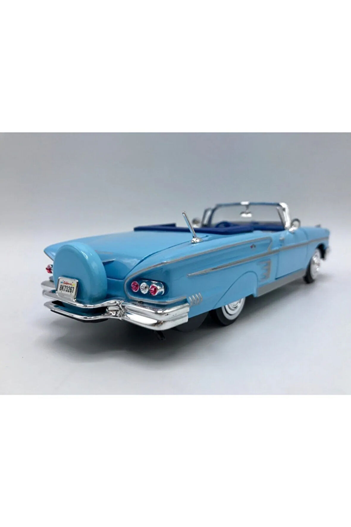 Mavi Chevy Impala 1958 Diecast Model 1.24 Metal Araba Orjinal Motormax