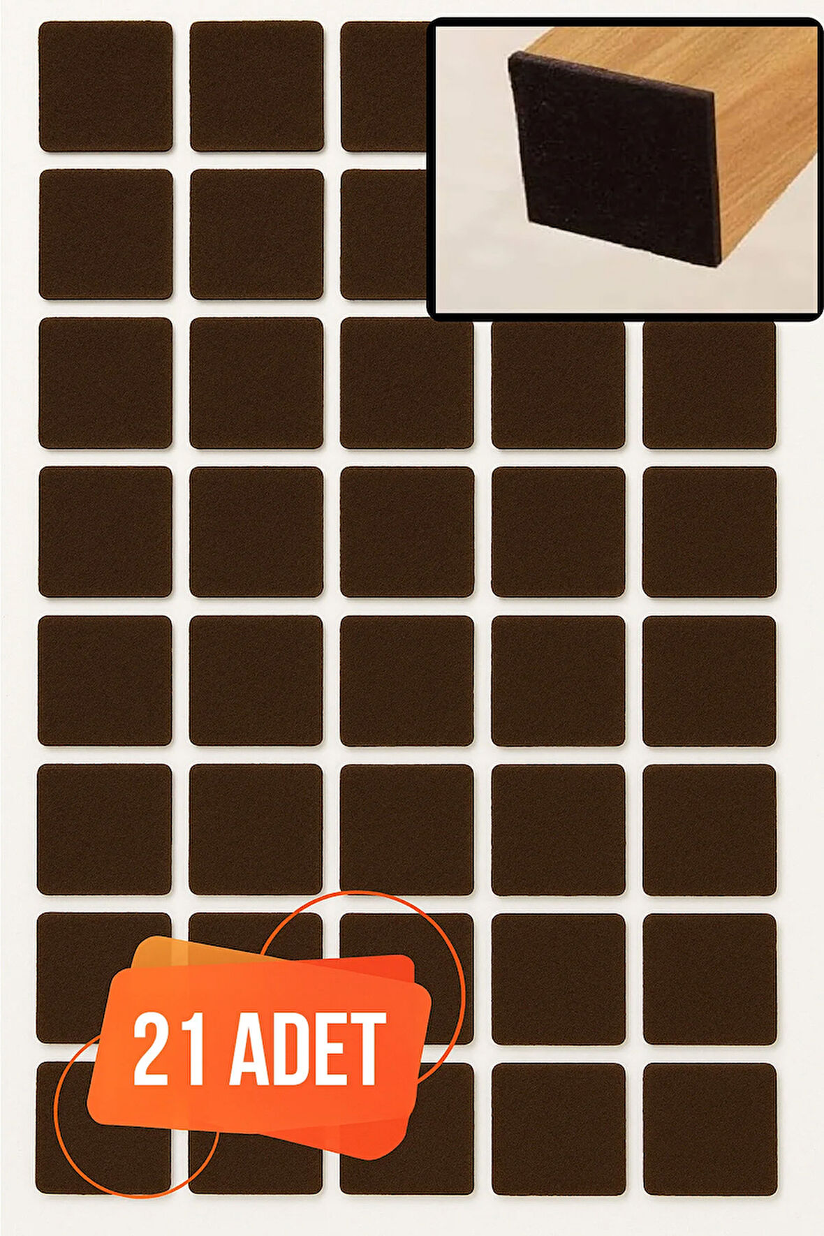 Yapışkanlı Mobilya Masa Sandalye Parke Zemin Ayak Koruyucu Kaydırmaz Keçesi 30 Mm (21 Adet)