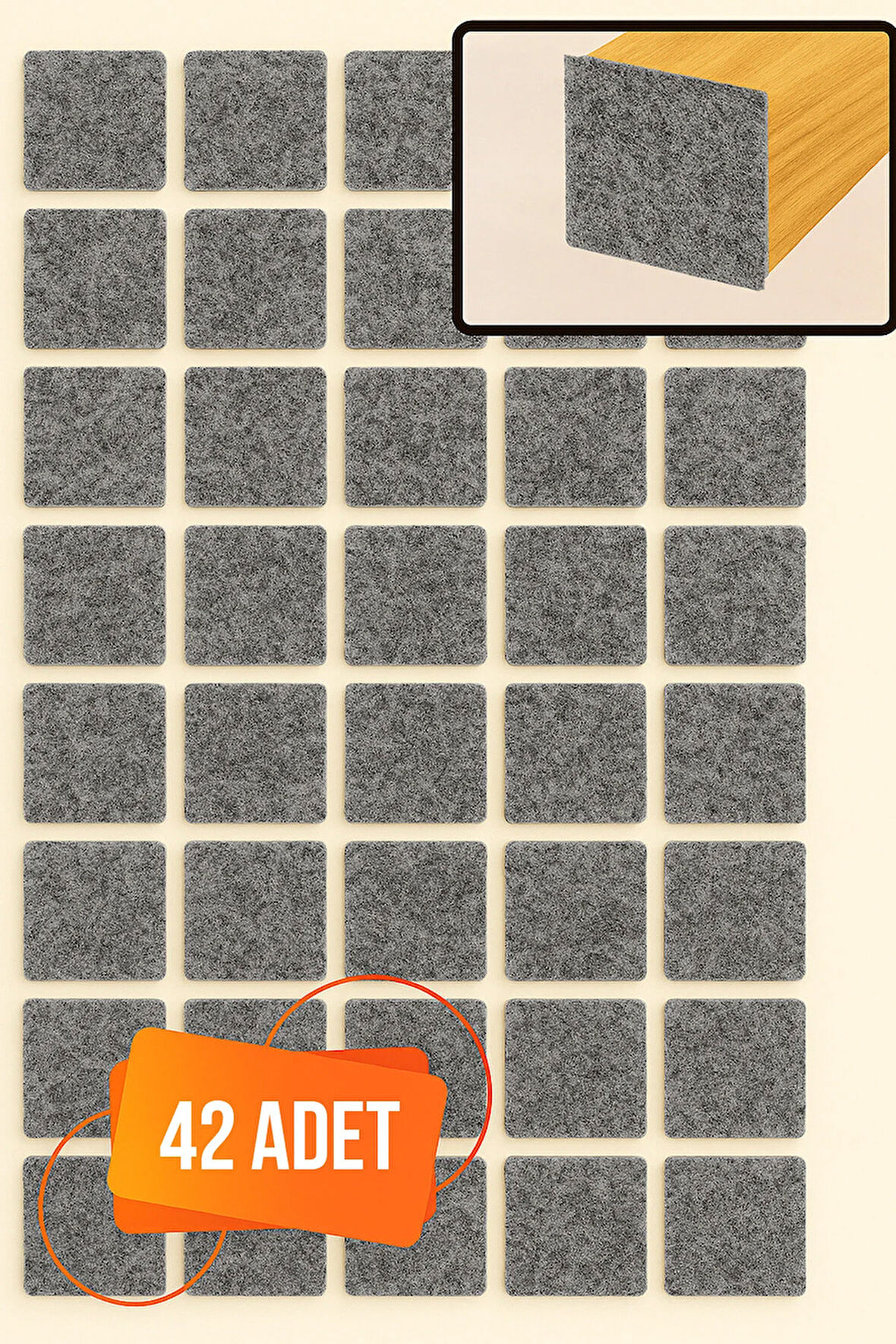 Yapışkanlı Mobilya Masa Sandalye Parke Zemin Ayak Koruyucu Kaydırmaz Keçesi 30 Mm (42 Adet)