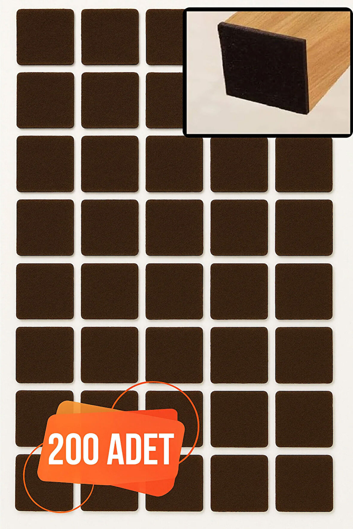 Yapışkanlı Mobilya Masa Sandalye Parke Zemin Ayak Koruyucu Kaydırmaz Keçesi 20 Mm (200 Adet)