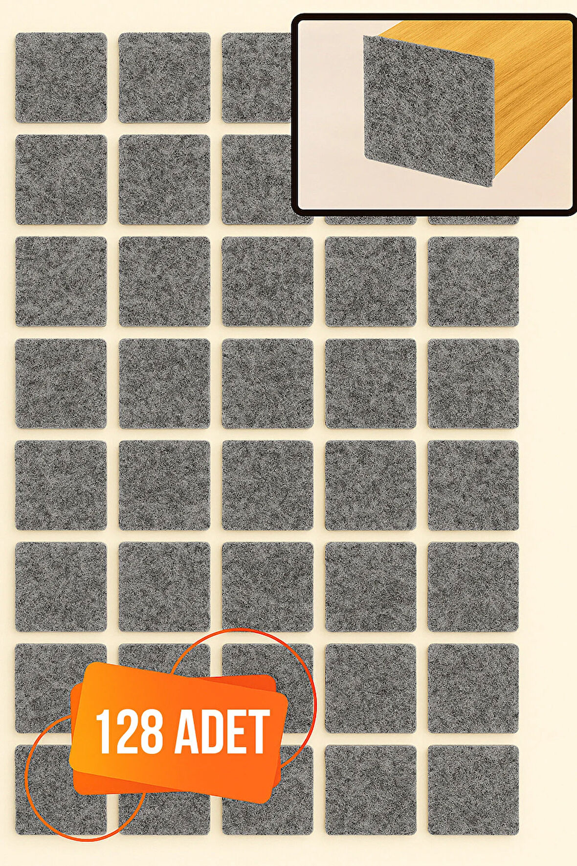 Yapışkanlı Mobilya Masa Sandalye Parke Zemin Ayak Koruyucu Kaydırmaz Keçesi 25 Mm (128 Adet)