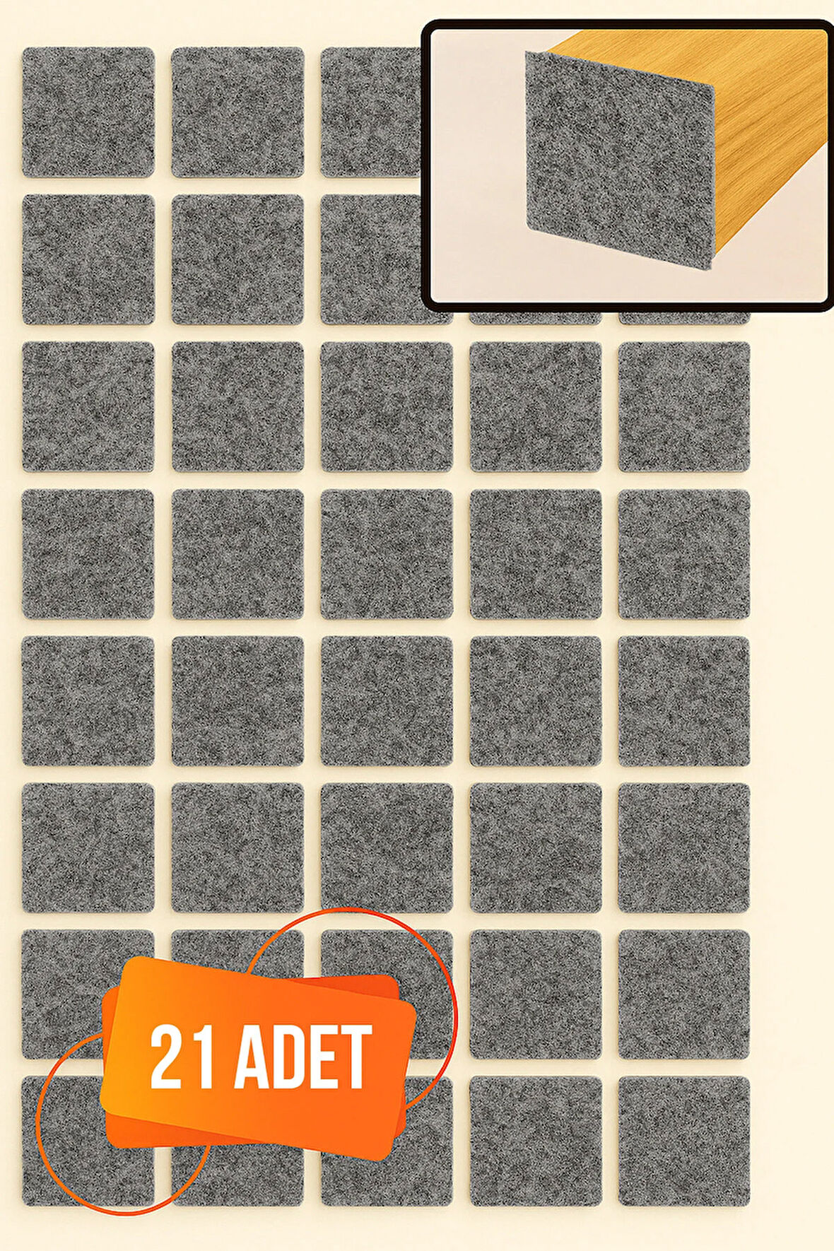 Yapışkanlı Mobilya Masa Sandalye Parke Zemin Ayak Koruyucu Kaydırmaz Keçesi 30 Mm (21 Adet)