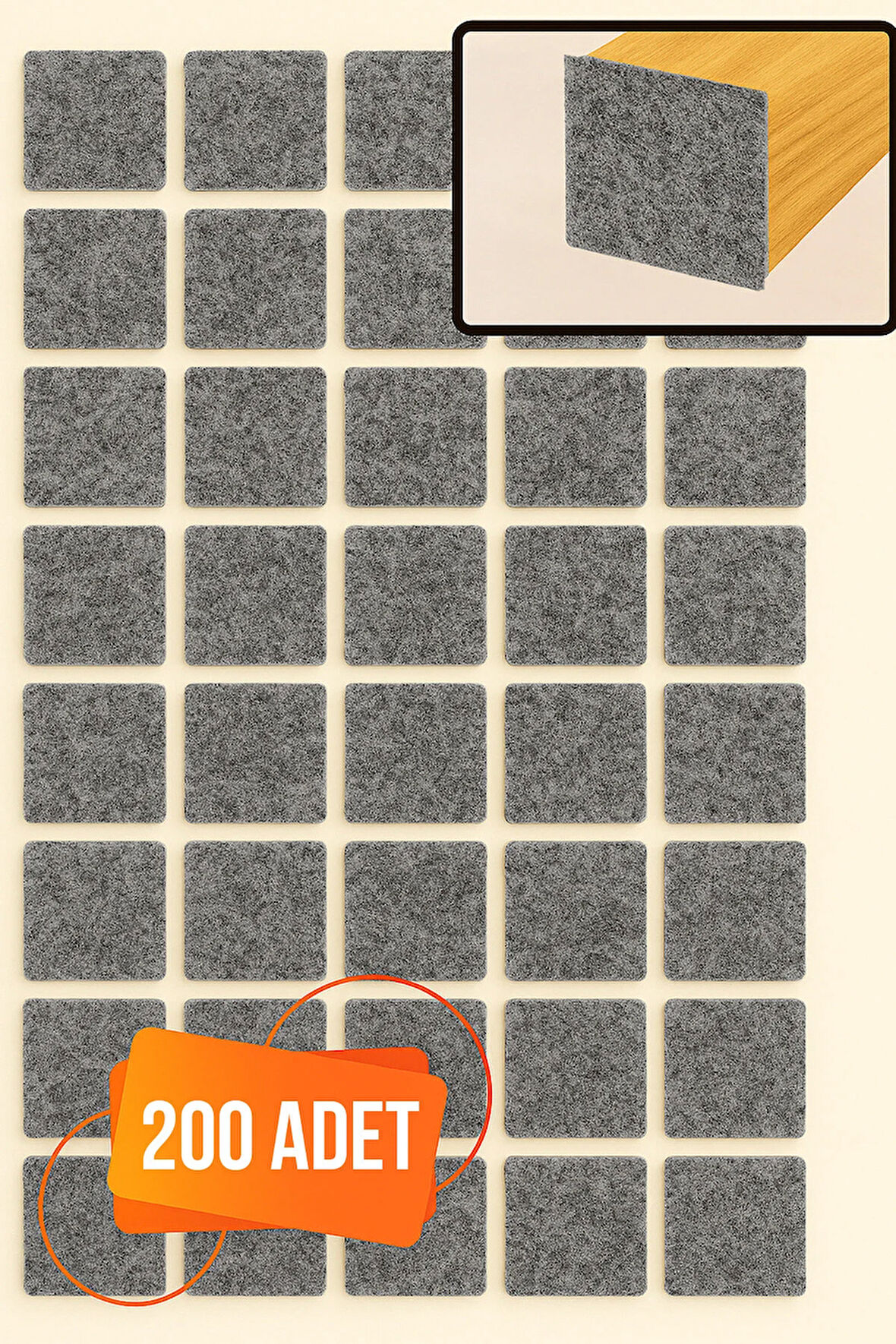 Yapışkanlı Mobilya Masa Sandalye Parke Zemin Ayak Koruyucu Kaydırmaz Keçesi 20 Mm (200 Adet)