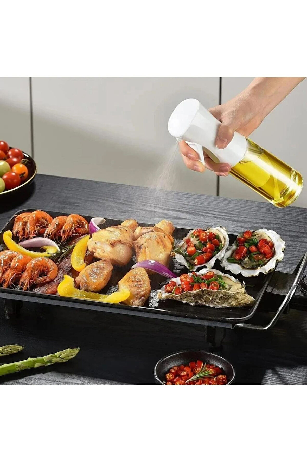 Yemeklik Yağ Spreyi Airfryer Yağdanlık Zeytinyağı Ve Limon Yağı Sprey Şişesi Beyaz