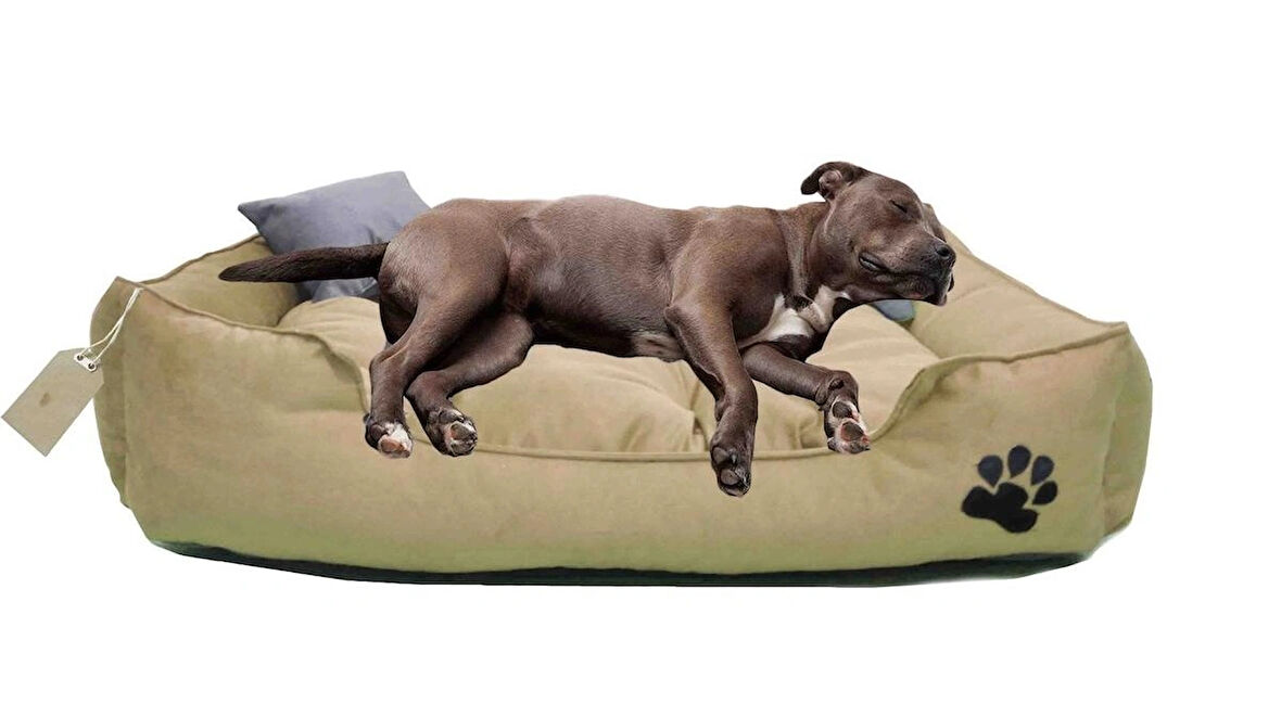Büyük Irk Köpek Yatağı Ultrasoft Yıkanabilir Yüksek Kaliteli Kumaş Pati İşlemeli - 70 x 90 cm