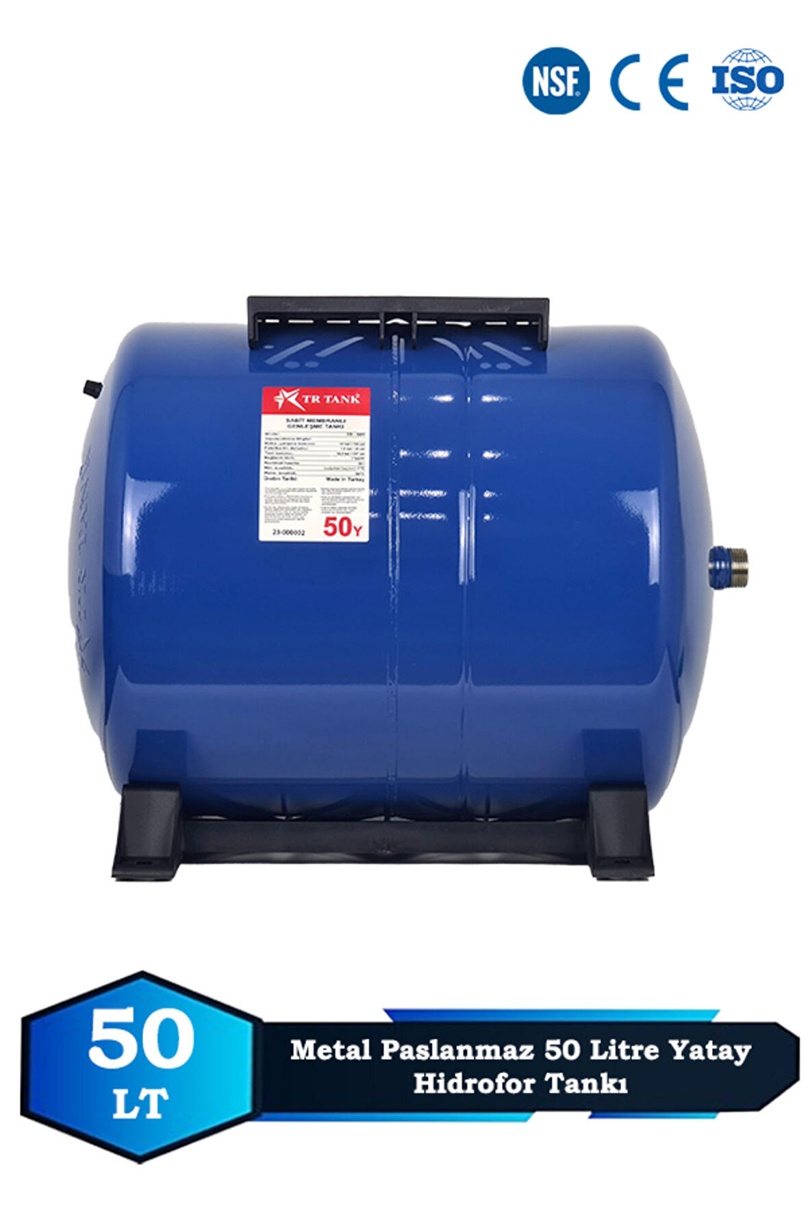 Trtank Profesyonel 50 Litre Yatay Ayaklı Nsf Membranlı Hidrofor Genleşme Tankı
