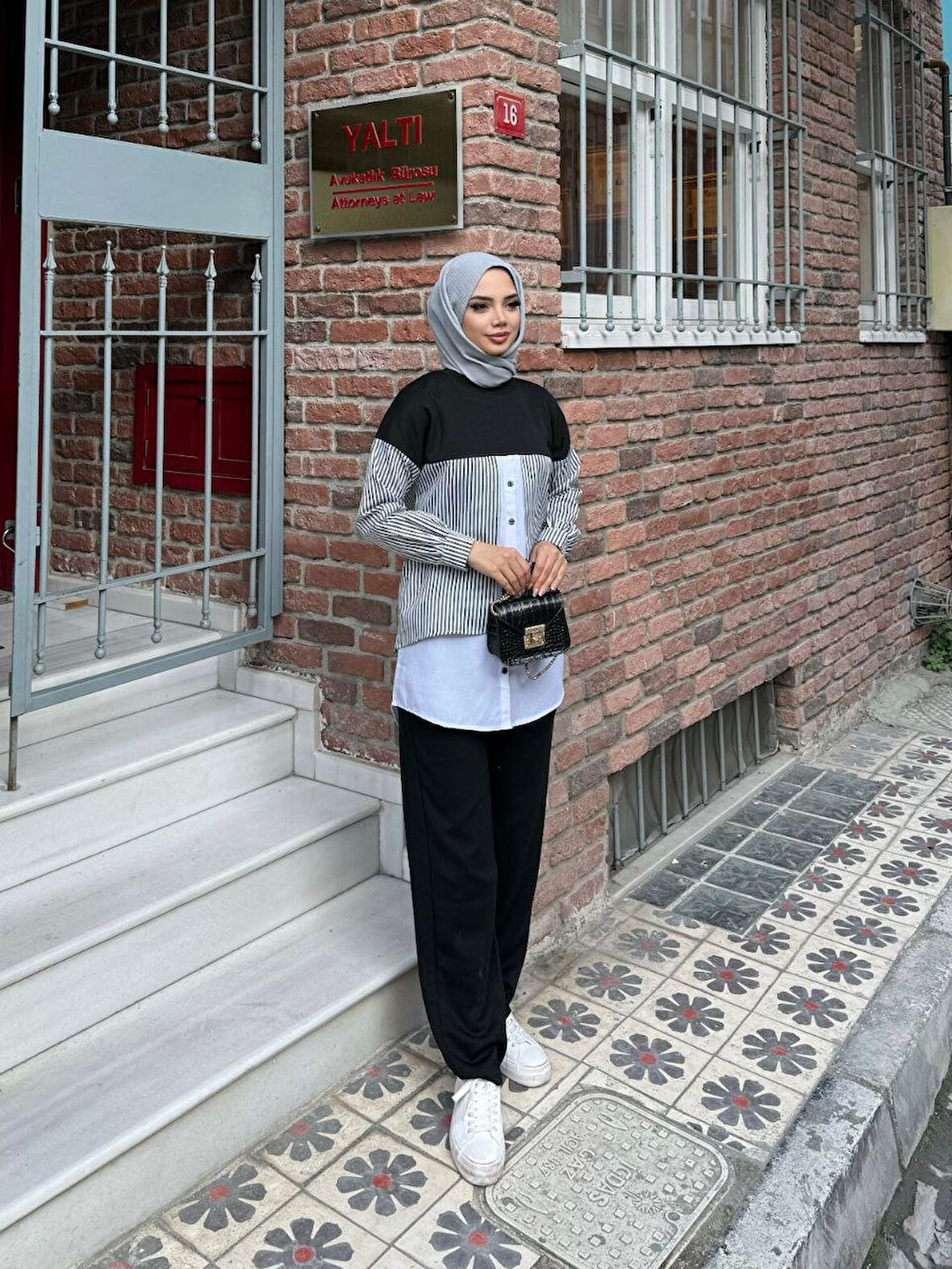 Çizgi Detaylı Gömlek Tunik Alt Üst Takım