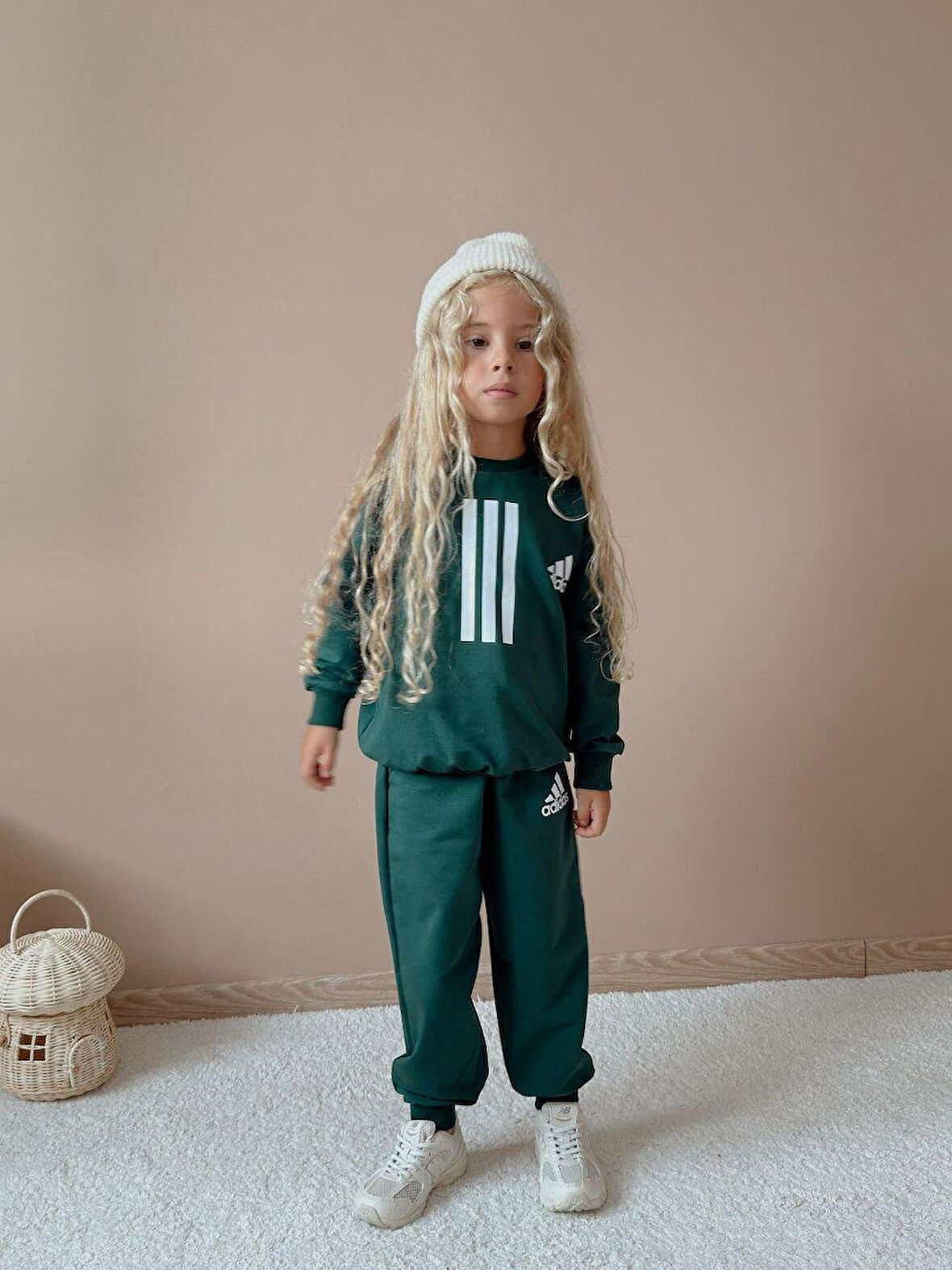 Cg Kids Zümrüt Yeşil Kız & Erkek Çocuk 2 İplik Alt Üst Sweatshirt - Eşofman Takım