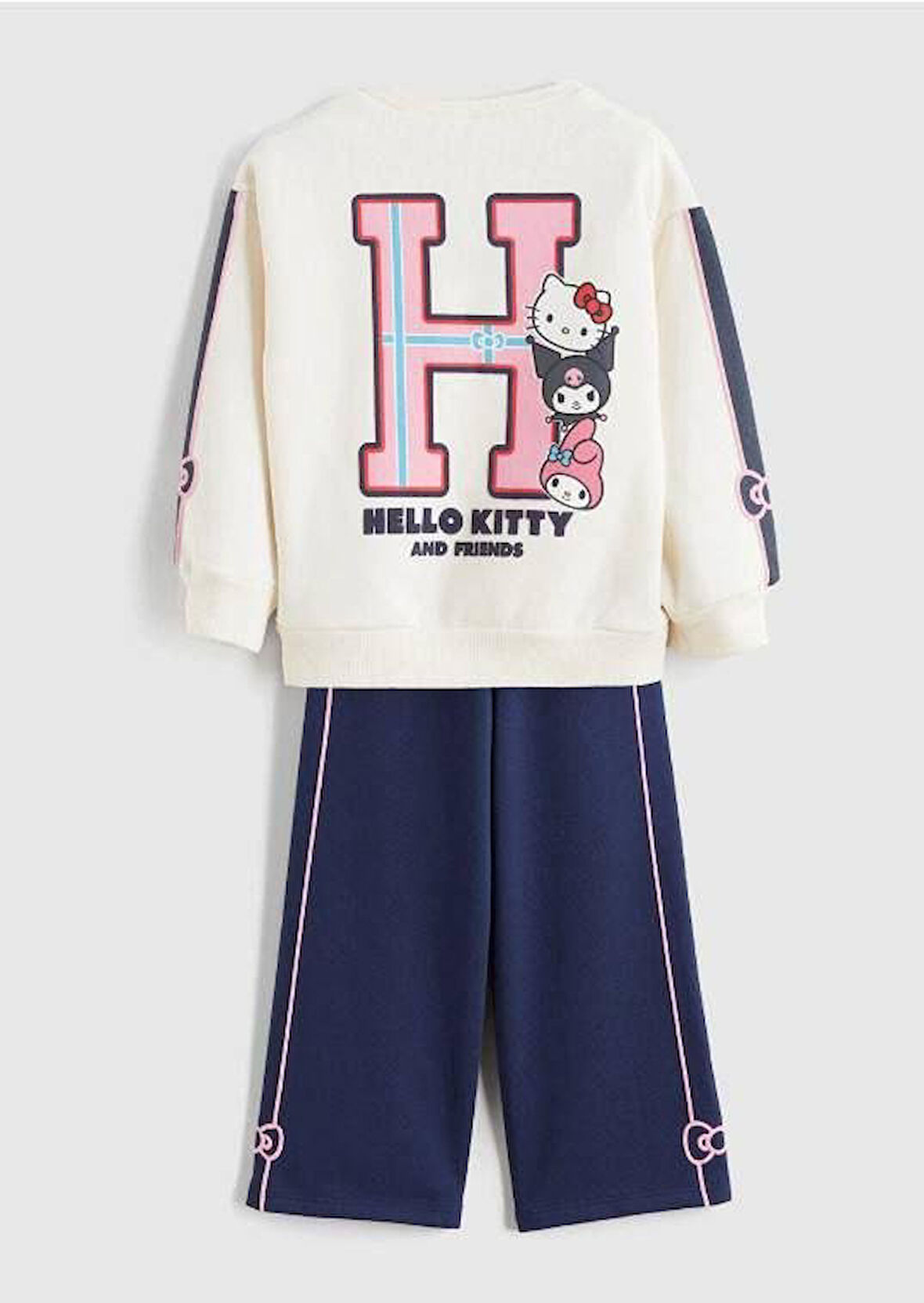 Cg Kids Kuromi Hello Kitty Kız Çocuk 3 iplik Alt Üst Takım Süper Kalite Kumaş Sırt Baskı Detay