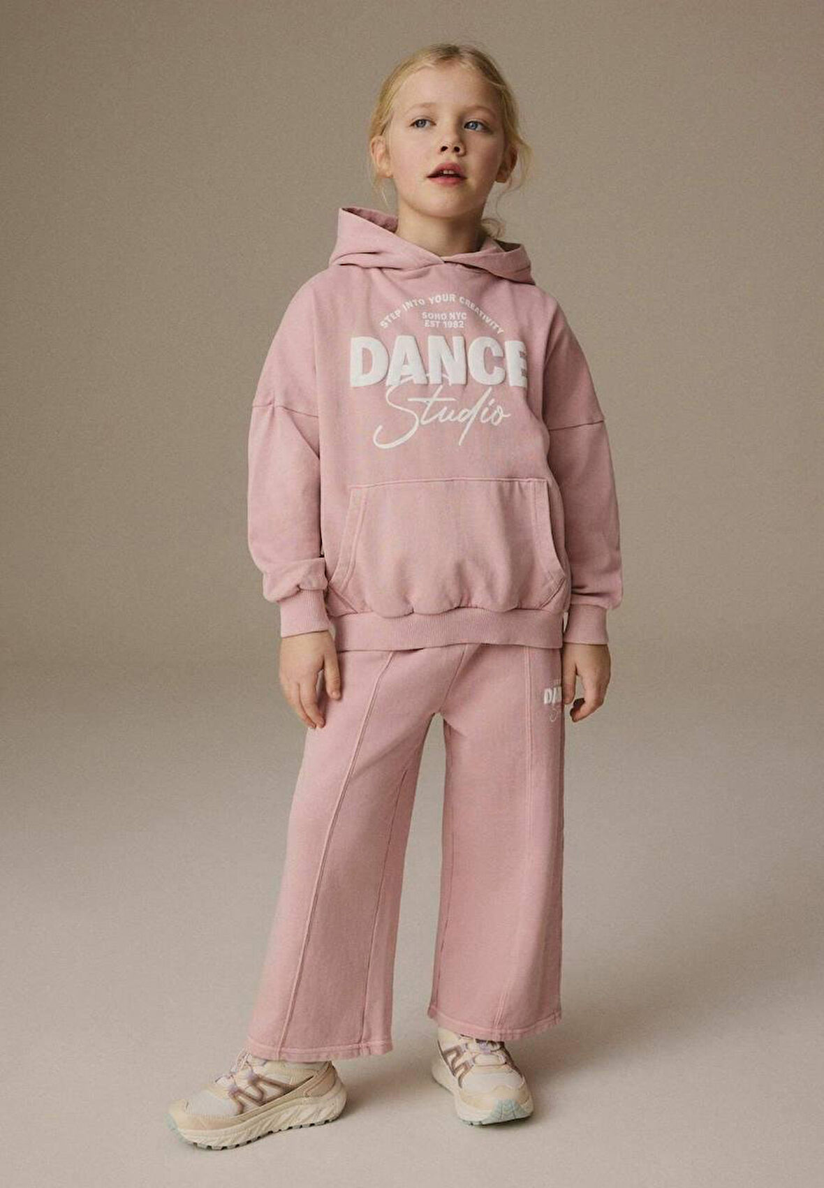 Cg Kids Dance kabartma baskılı kapşonlu 3 iplik kız çocuk alt üst takım süper kalite kumaş