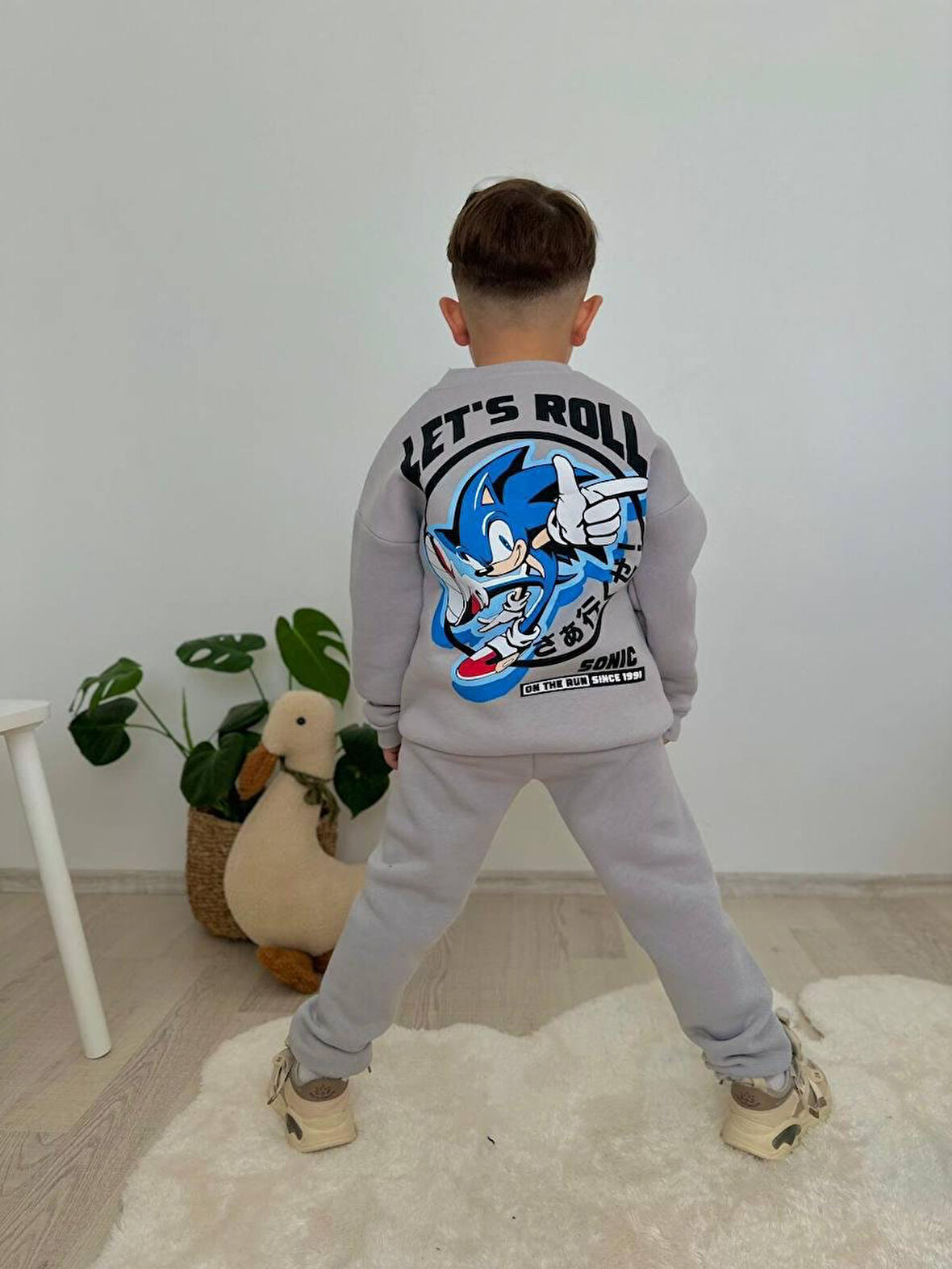 Cg Kids Sonic Baskılı Eşofman-Sweatshirt 3 ip Şardonlu Erkek Çocuk Alt Üst Takım