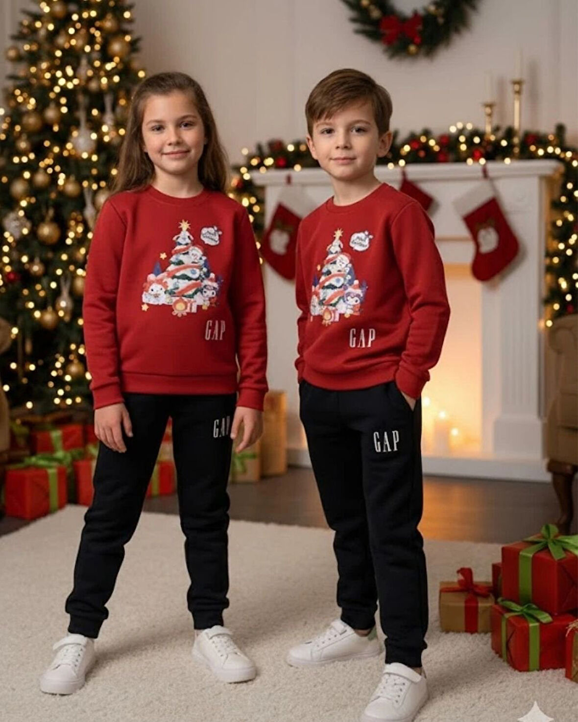 Cg Kids Kuromi Noel temalı 3 iplik şardonlu Alt Üst Takım Süper Kalite Kumaş 