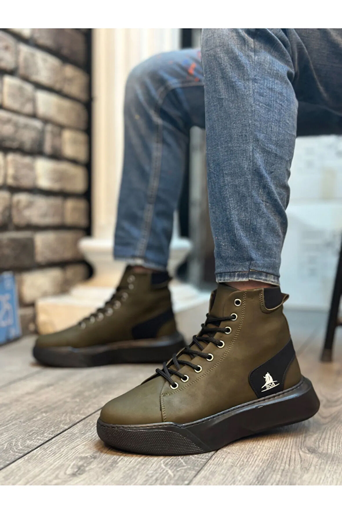 Arda  BA0155 Bağcıklı Erkek Yüksek Taban Haki Spor Bot