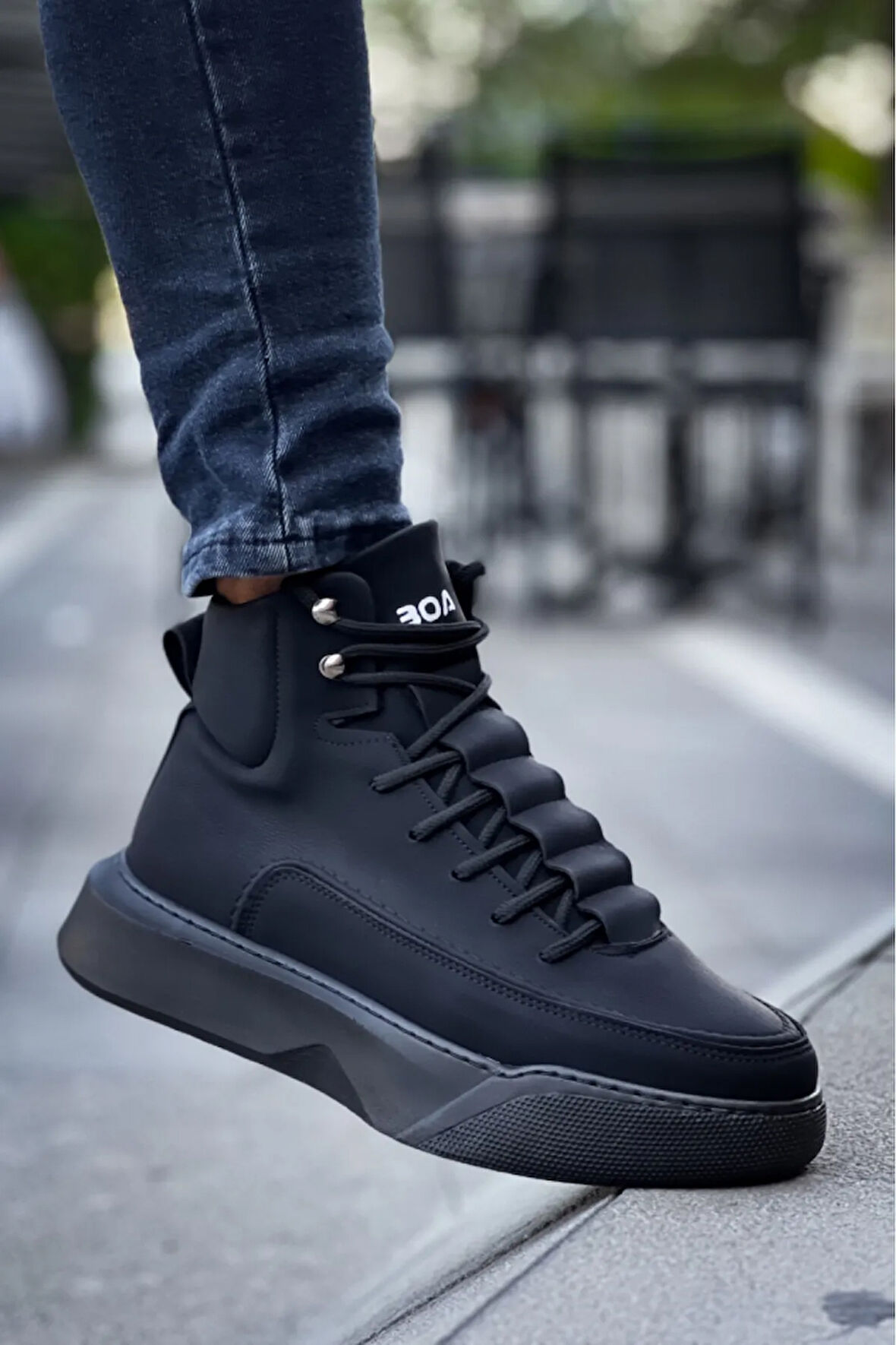 Arda  BA0321 Gizli Bağcıklı Erkek Yüksek Taban Siyah Spor Bot