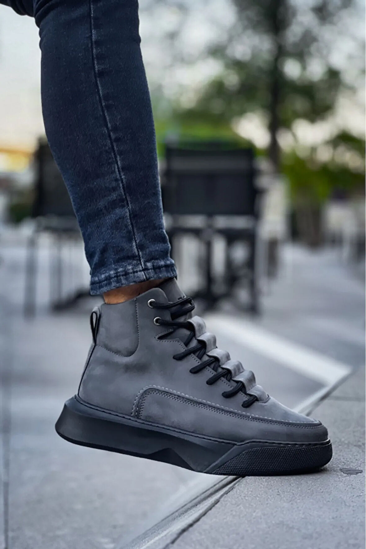 Arda  BA0321 Gizli Bağcıklı Erkek Yüksek Taban Füme Spor Bot