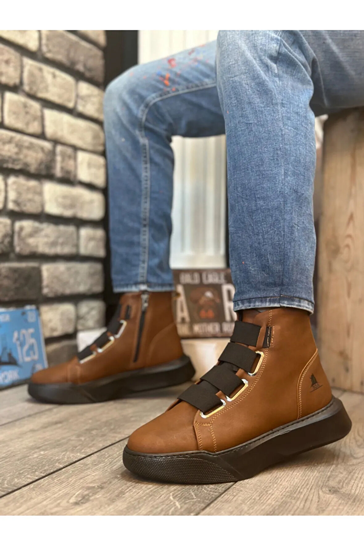 Arda  BA0142 Bantlı Erkek Yüksek Taban Kahverengi Spor Bot