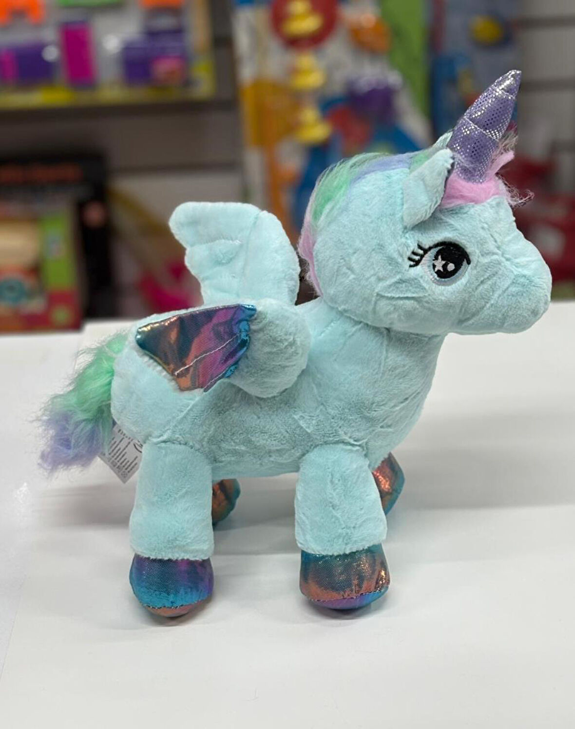 Oyuncak Peluş Kanatlı Unicorn Tek Boynuzlu At Mint Su Yeşili 30 CM
