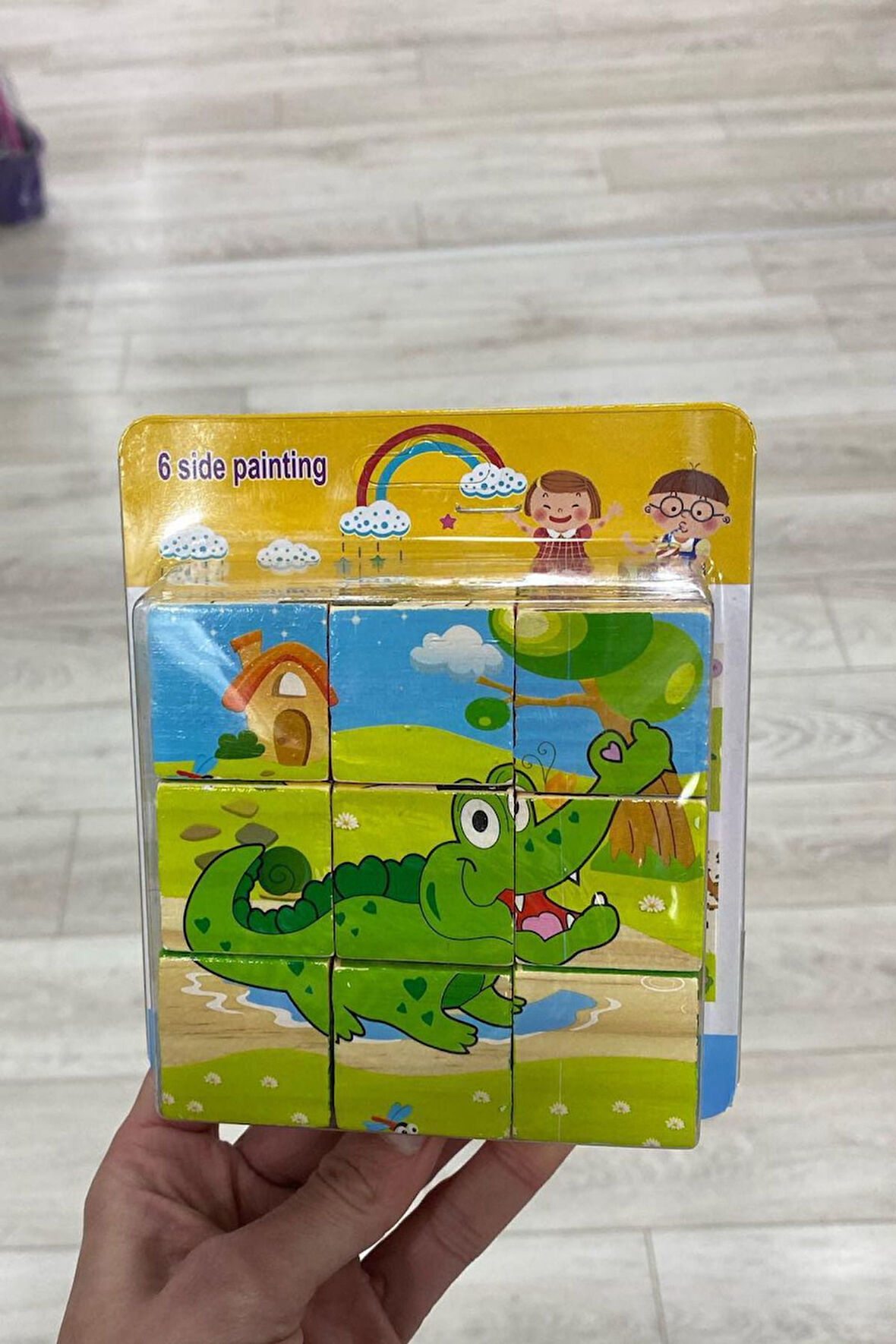 Ahşap Küp Puzzle yapboz 9 adet küpten 6 farklı yapboz puzzle yapma imkanı veren Küp eğitici oyuncak