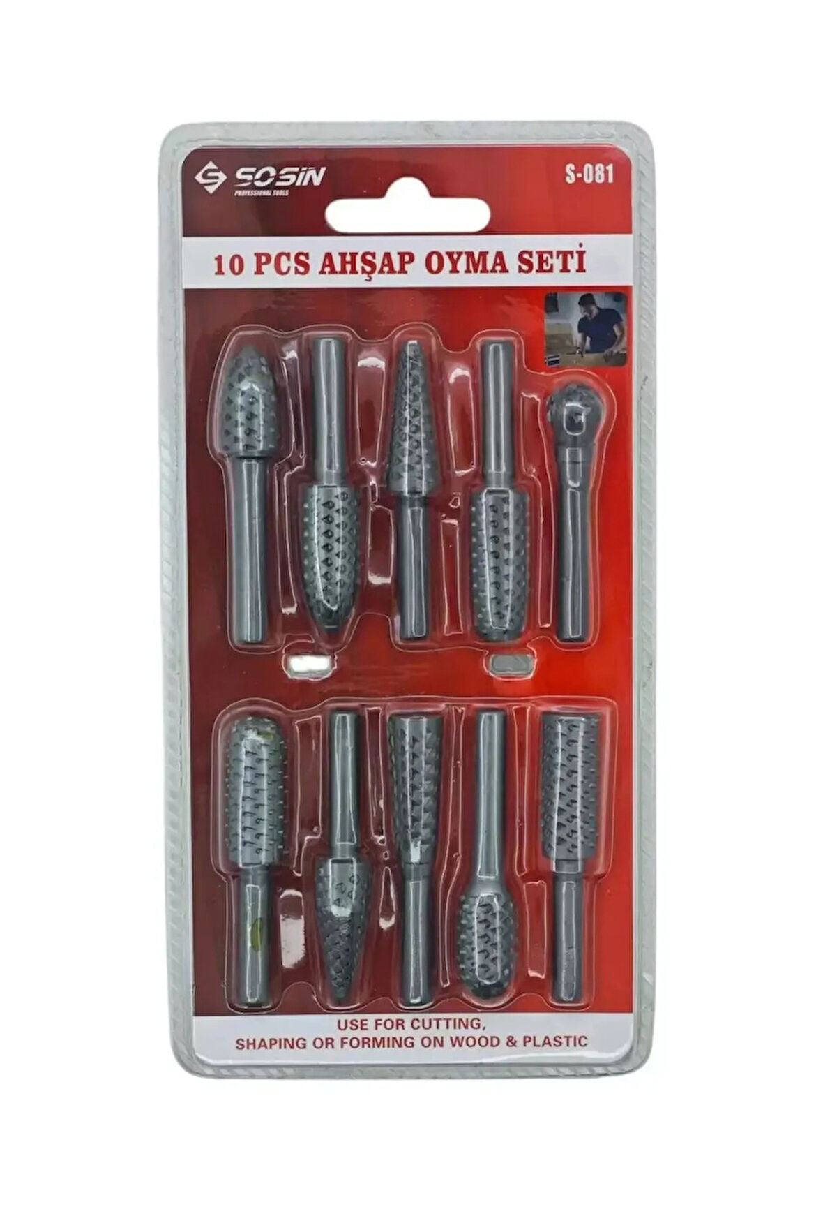 SOSİN AHŞAP OYMA SETİ 10 PARÇA (S-081)