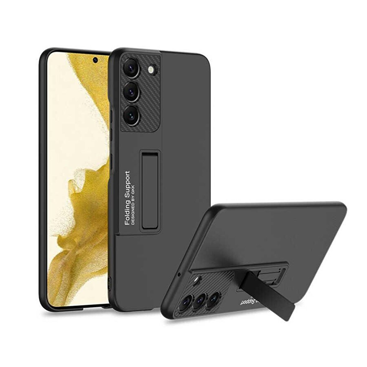 Fuchsia Galaxy S22 Plus Wireless Şarj Destekli Standlı Ays Kapaklı Tam Korumalı Kılıf