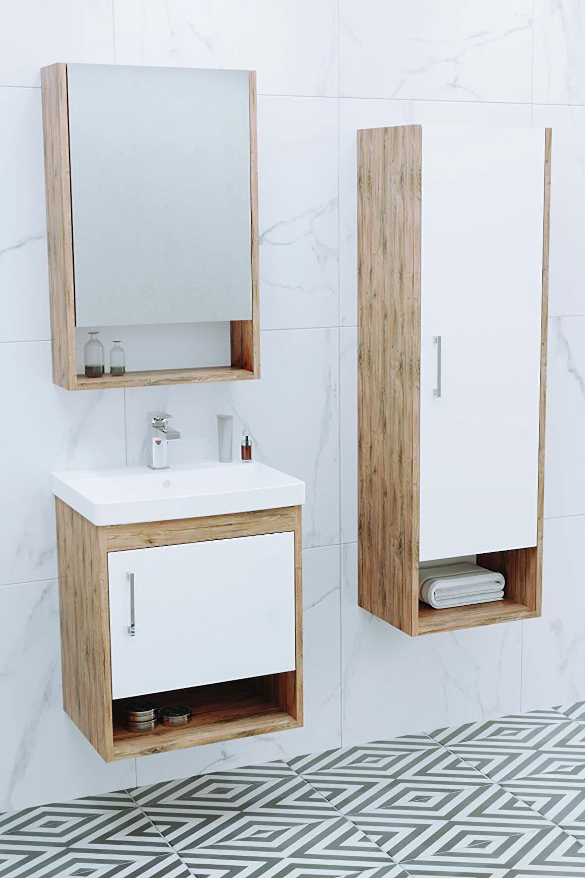 Samba 50 Cm Banyo Dolabı - Boy Dolap Dahil