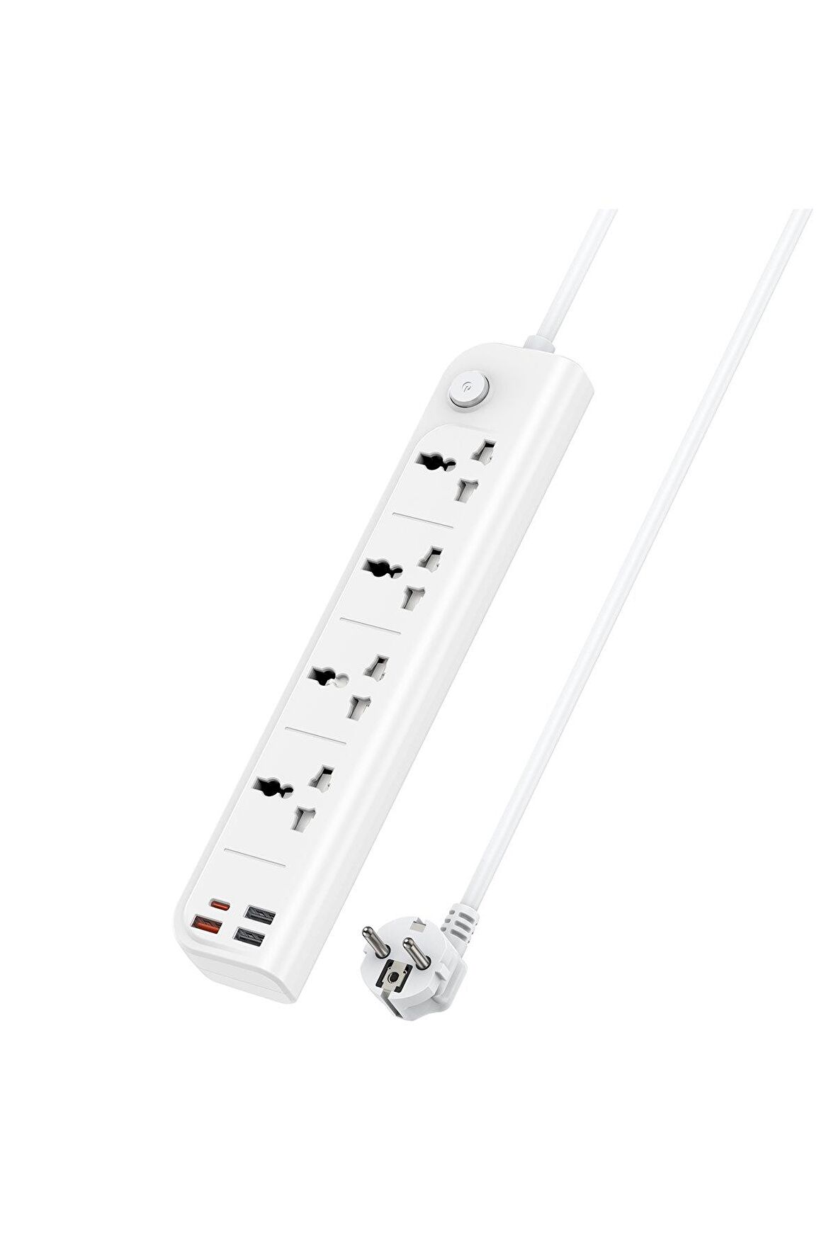 MC18 8in1 3 Adet Usb 1 Adet Type-C ve 4 Adet Fuchsia Priz Dönüştürücü 2M