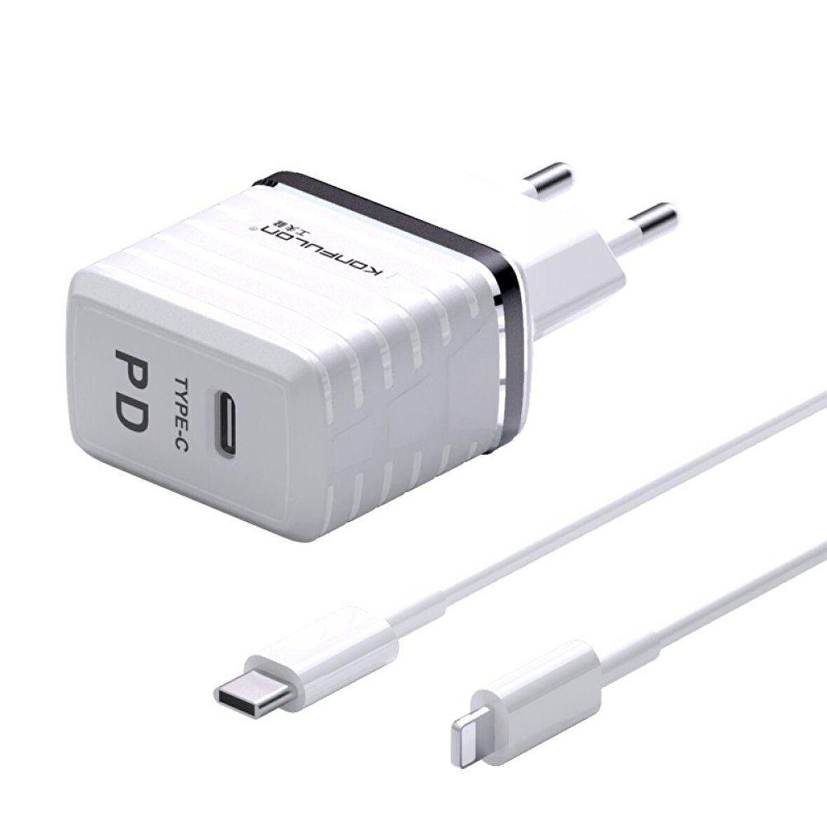 Apple iPhone Uyumlu Konfulon C32D 20W PD Hızlı Şarj Cihazı + DC13 3A Lightning Kablo