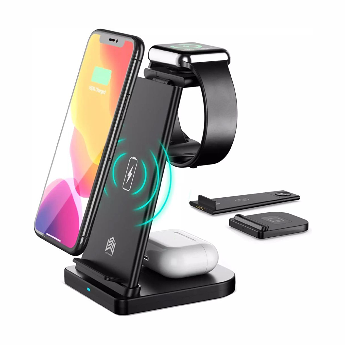 Fuchsia YM-UD21 3in1 Kablosuz Masaüstü Şarj Standı Universal Portable Wireless Charging Station 15W