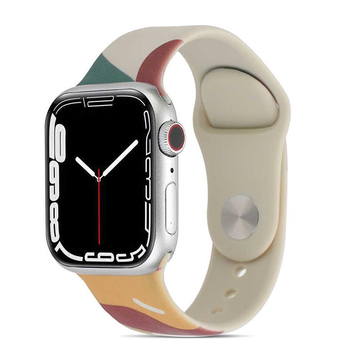 Apple Watch 7 41mm Uyumlu Silikon Kordon KRD-62 Rahat Renkli Soft Spor Akıllı Saat Kordonu